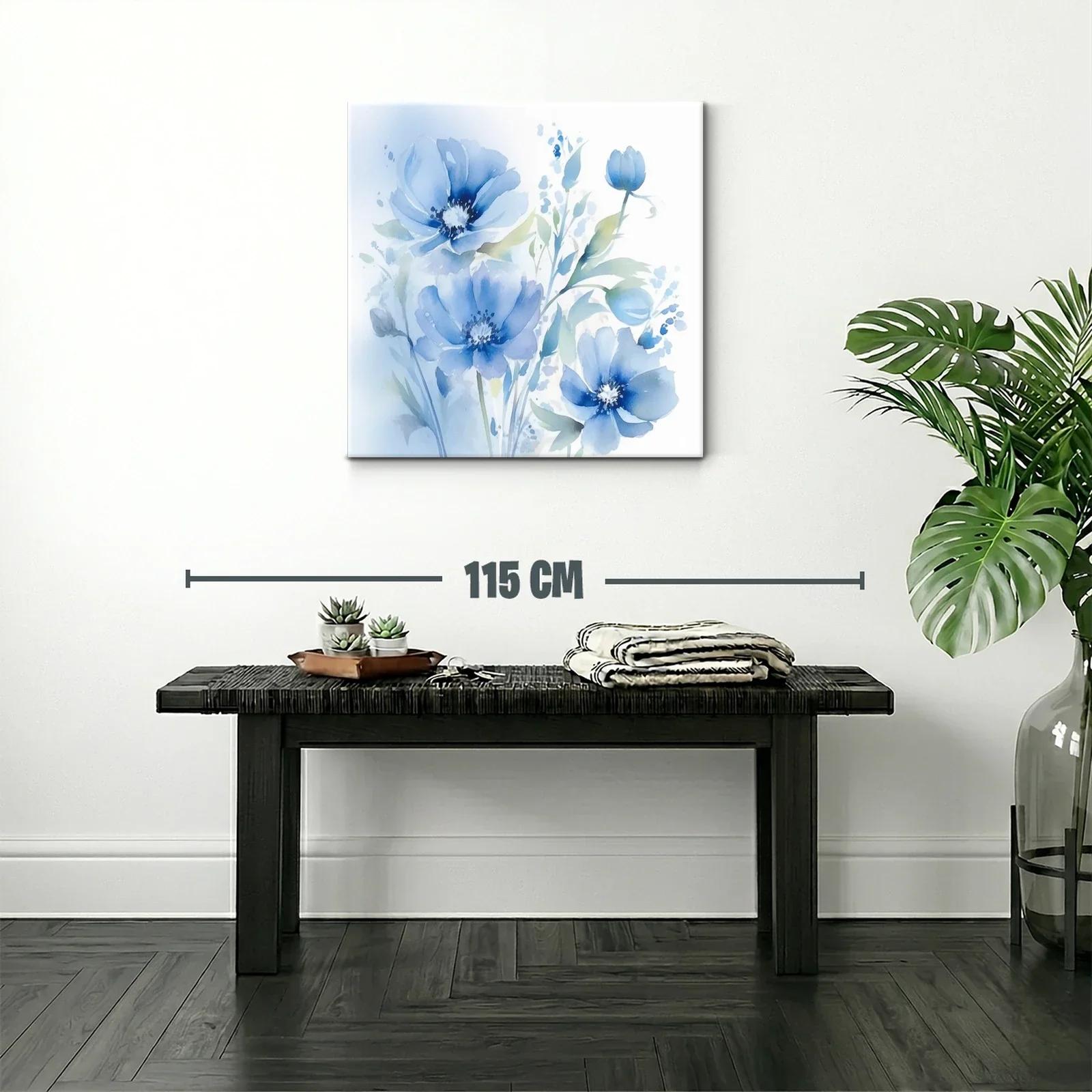Cuadro floral en tonos azules con delicados pétalos — miniatura 2