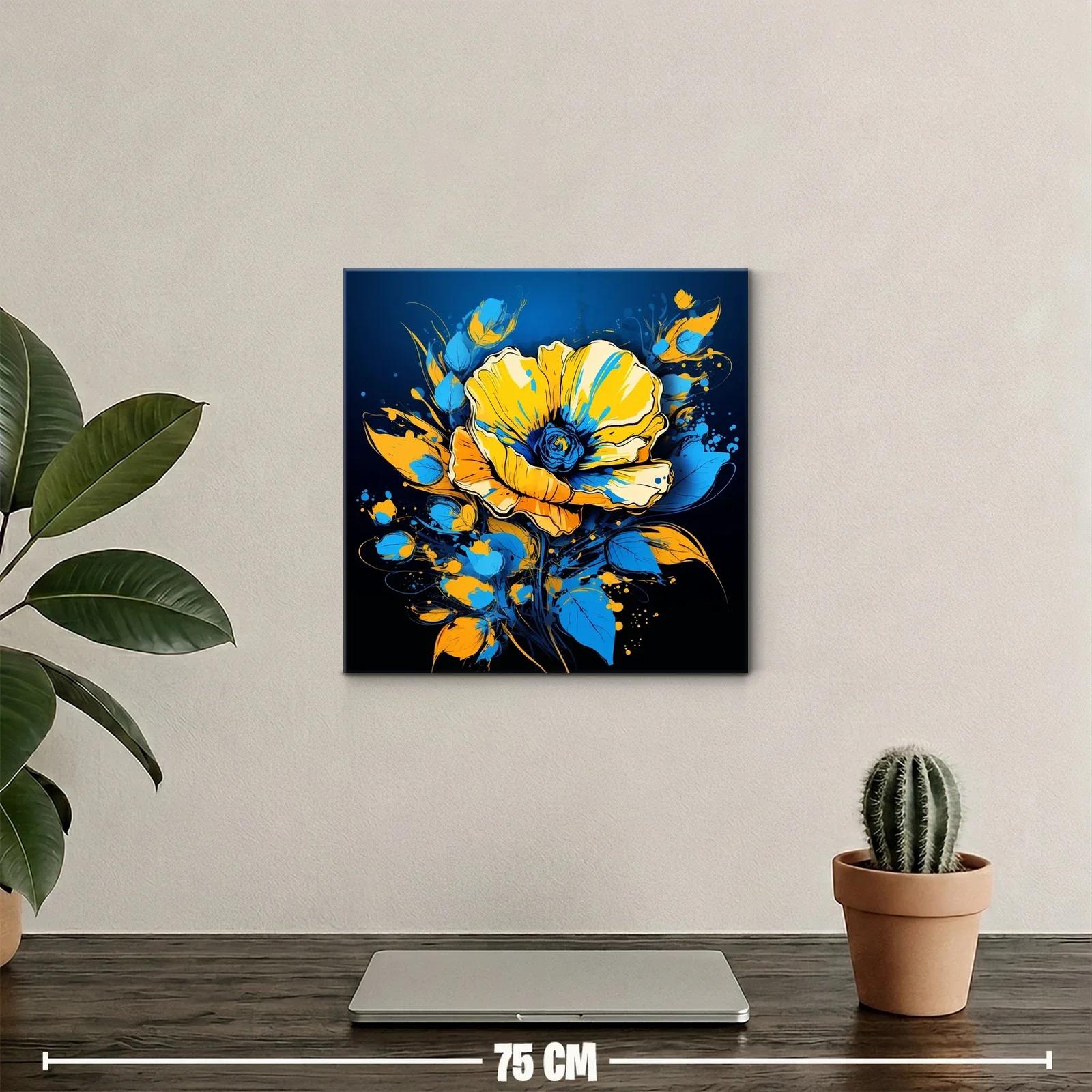 Flor vibrante en tonos azules y amarillos contrastantes — miniatura 2