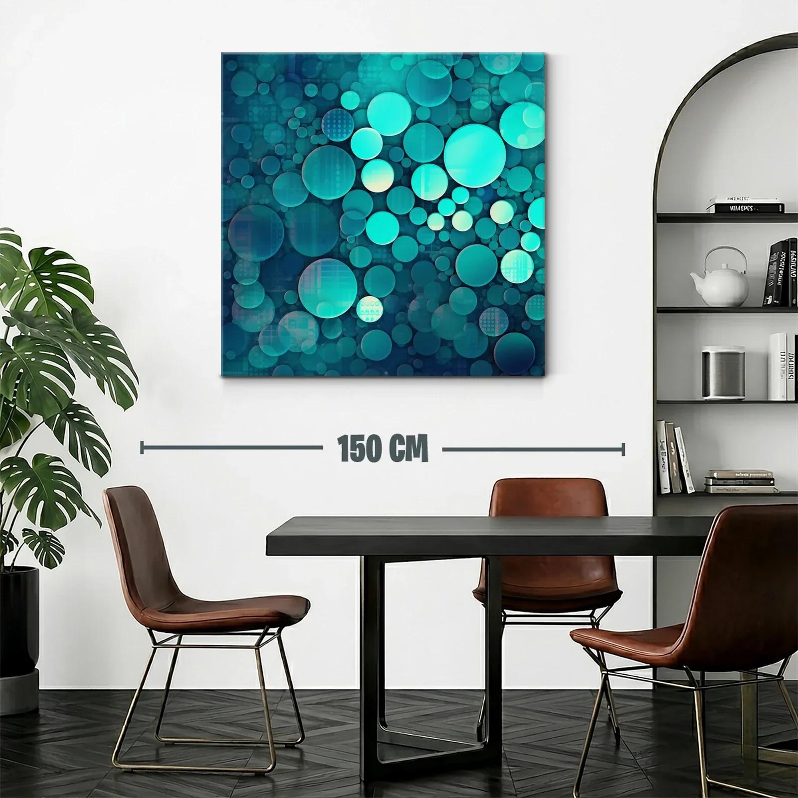Composición abstracta con círculos en tonos turquesa y azul — miniatura 2