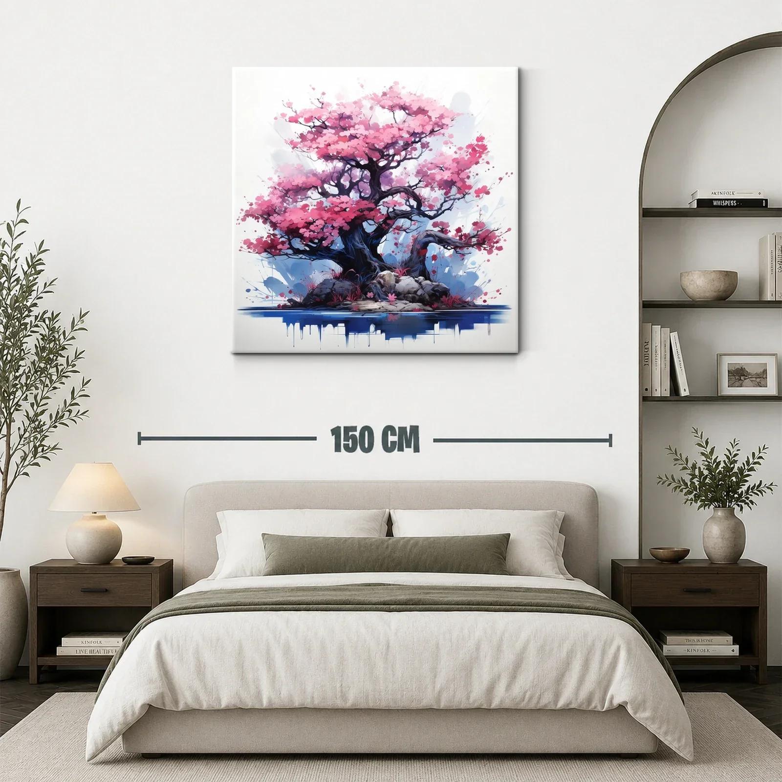 Árbol con flores rosas en paisaje delicado y armonioso — miniatura 3