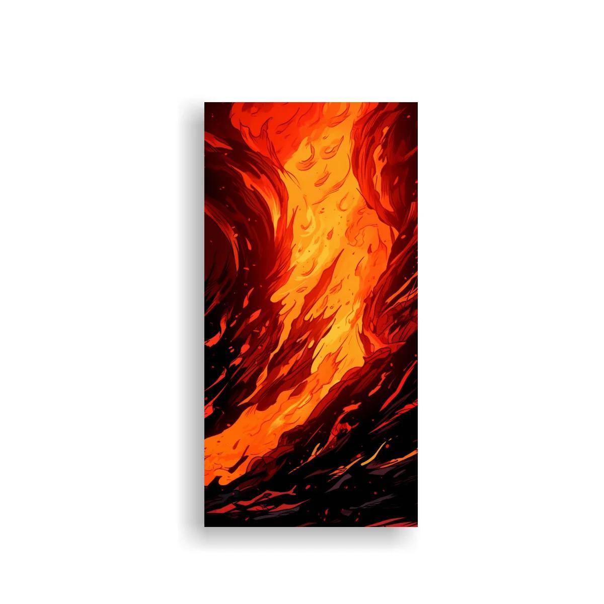 Cuadro llamas de fuego con trazo oscuro ondulante — imagen principal