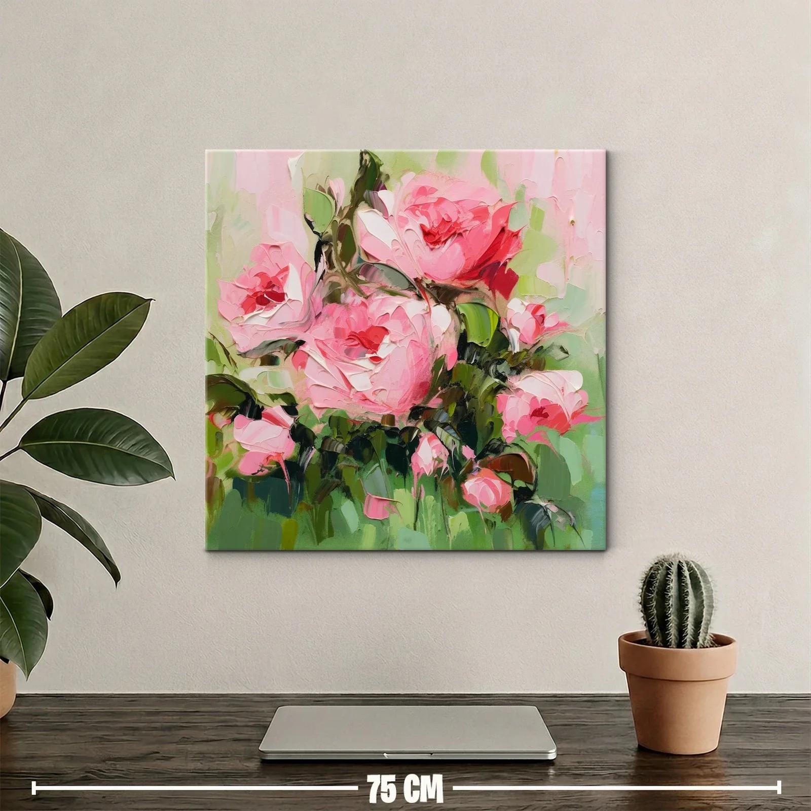 Cuadro florales en tonos rosas y verdes vibrantes — miniatura 2