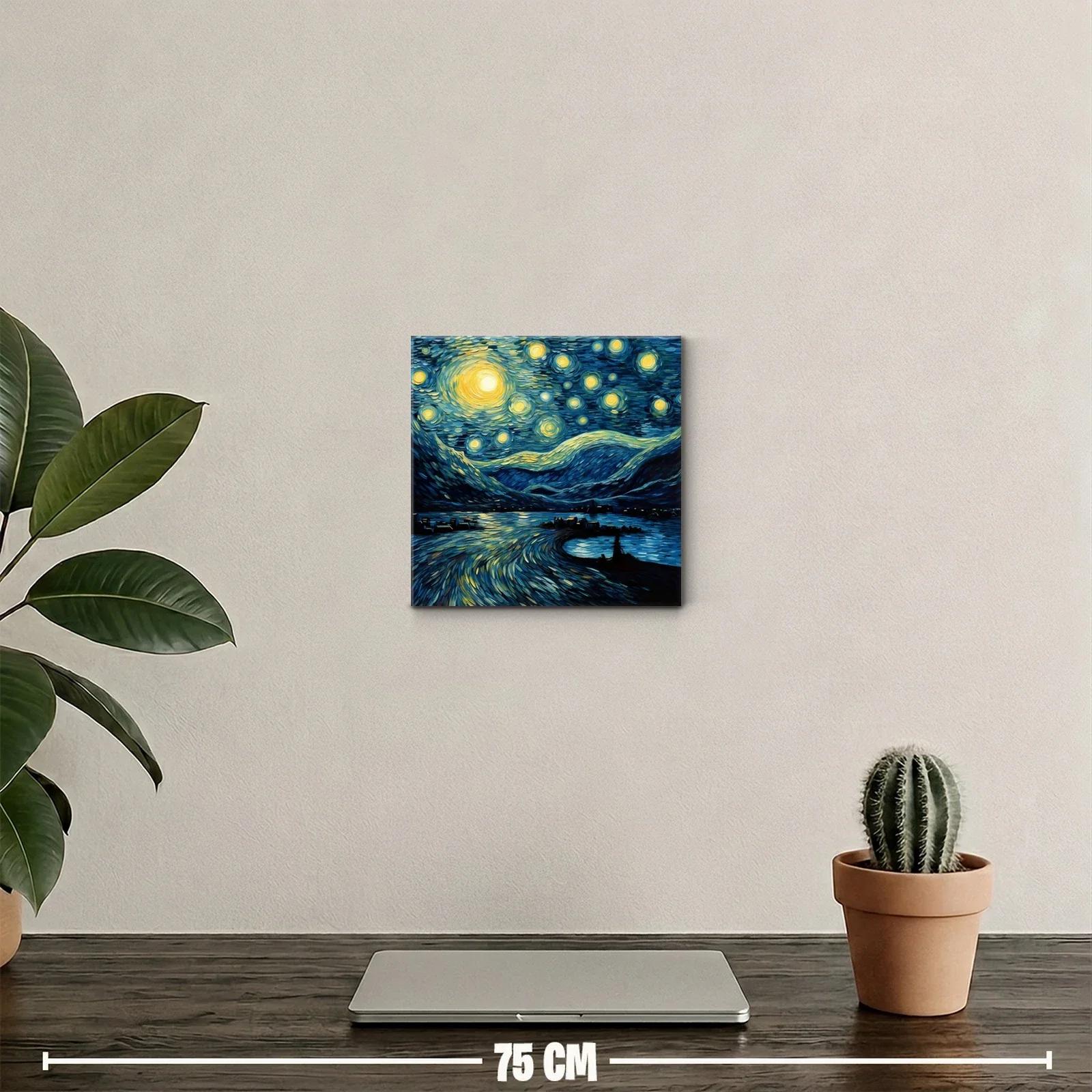 Paisaje nocturno con cielo estrellado y reflejos vibrantes — miniatura 2