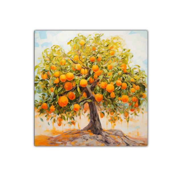 Cuadro árbol de naranjas con vibrante colorido natural