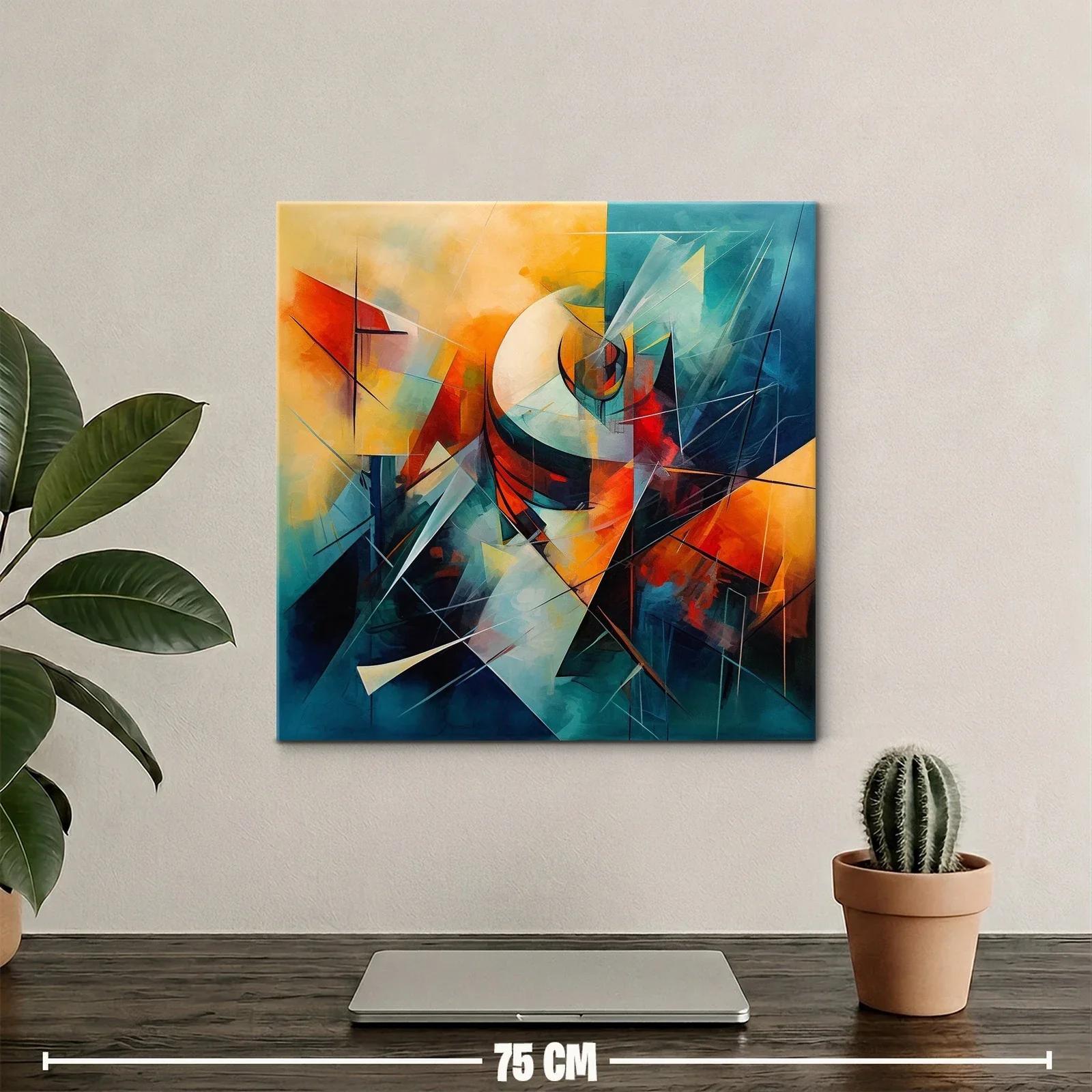Composición abstracta en tonos cálidos y fríos vibrantes — miniatura 2