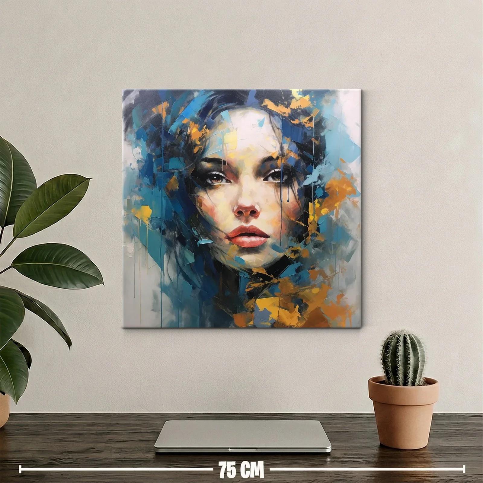 Retrato femenino con expresividad y tonos azules y ocres — miniatura 2