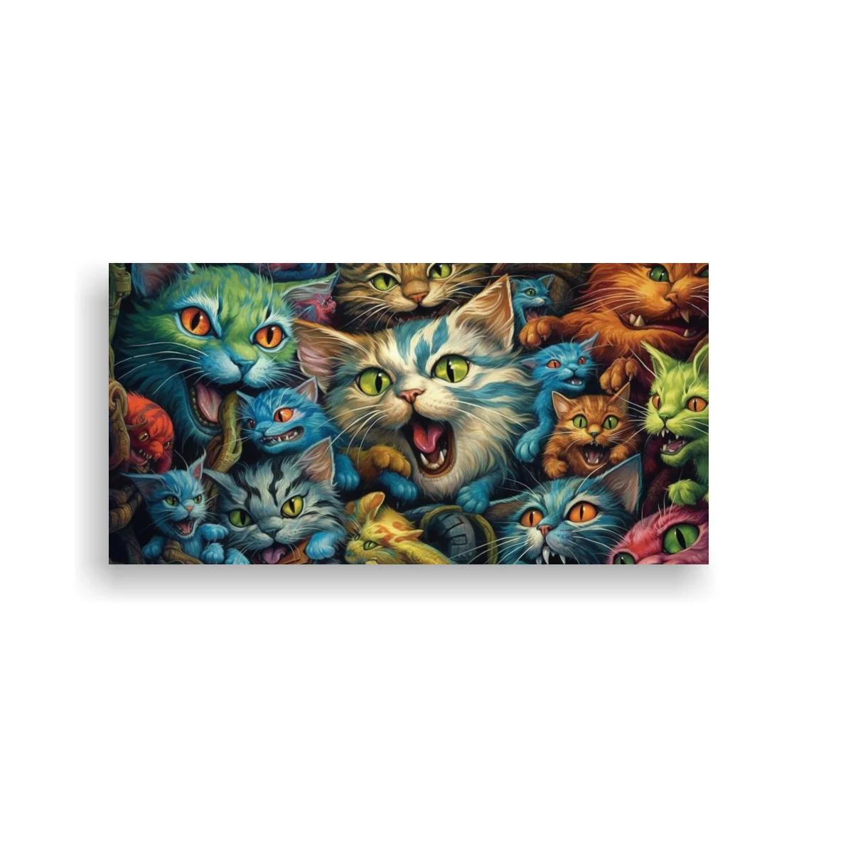 Cuadro grupo de gatos de colores con rostros superpuestos — imagen principal
