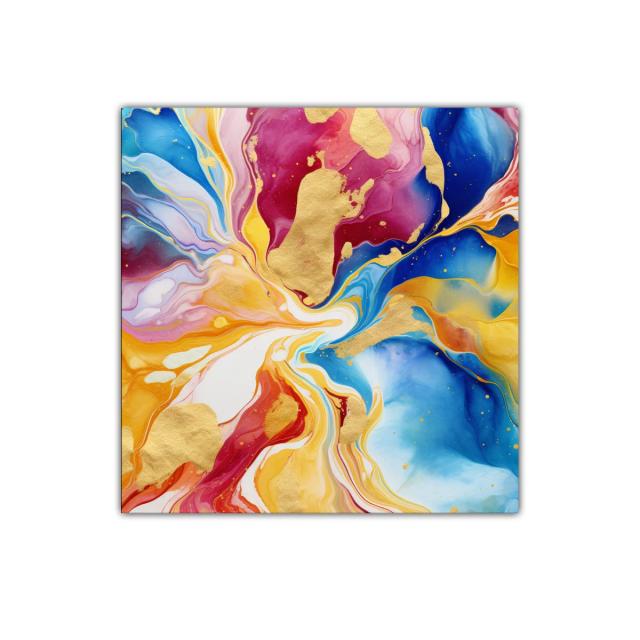 Explosión de color con destellos dorados vibrantes