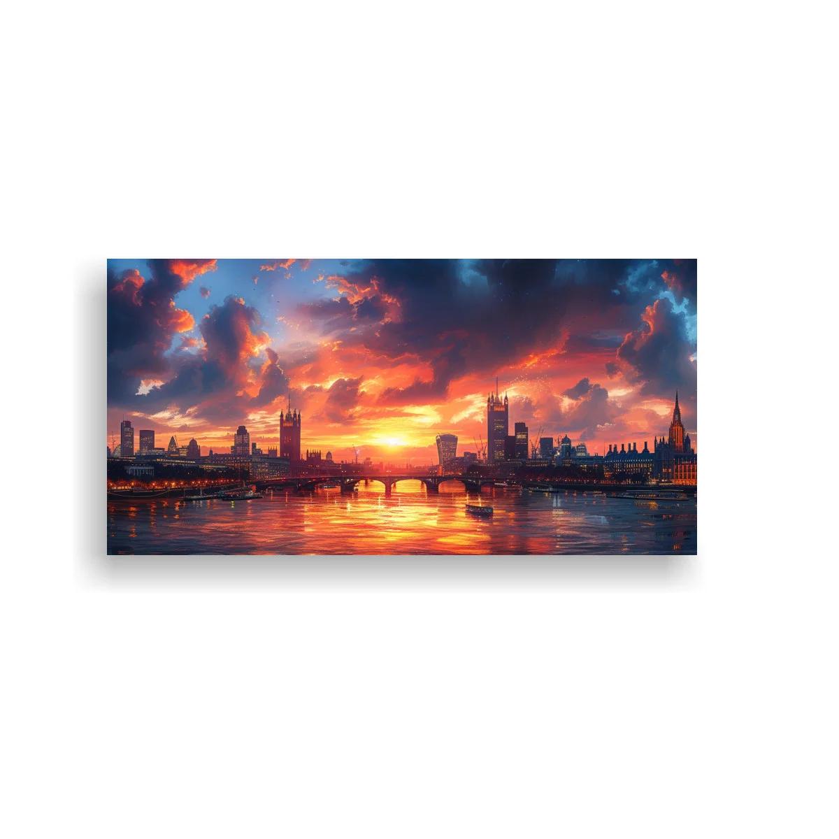 Cuadro skyline de Londres al atardecer con reflejos en el agua — imagen principal