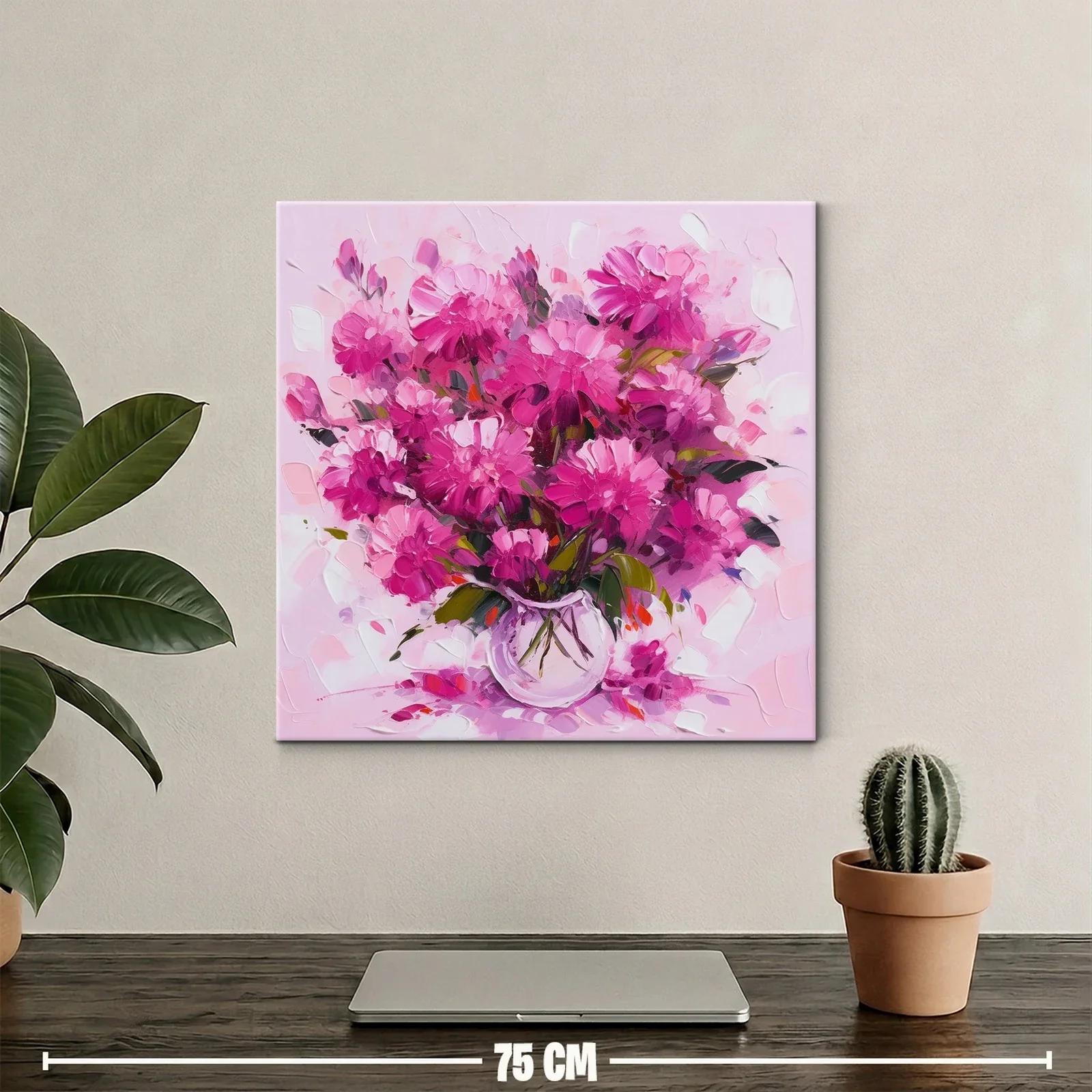 Cuadro floral con vibrantes tonos rosas y lilas — miniatura 2