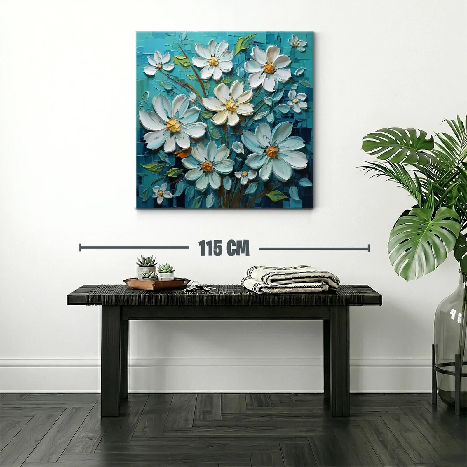 Flores blancas con fondo turquesa de gran textura — miniatura 2