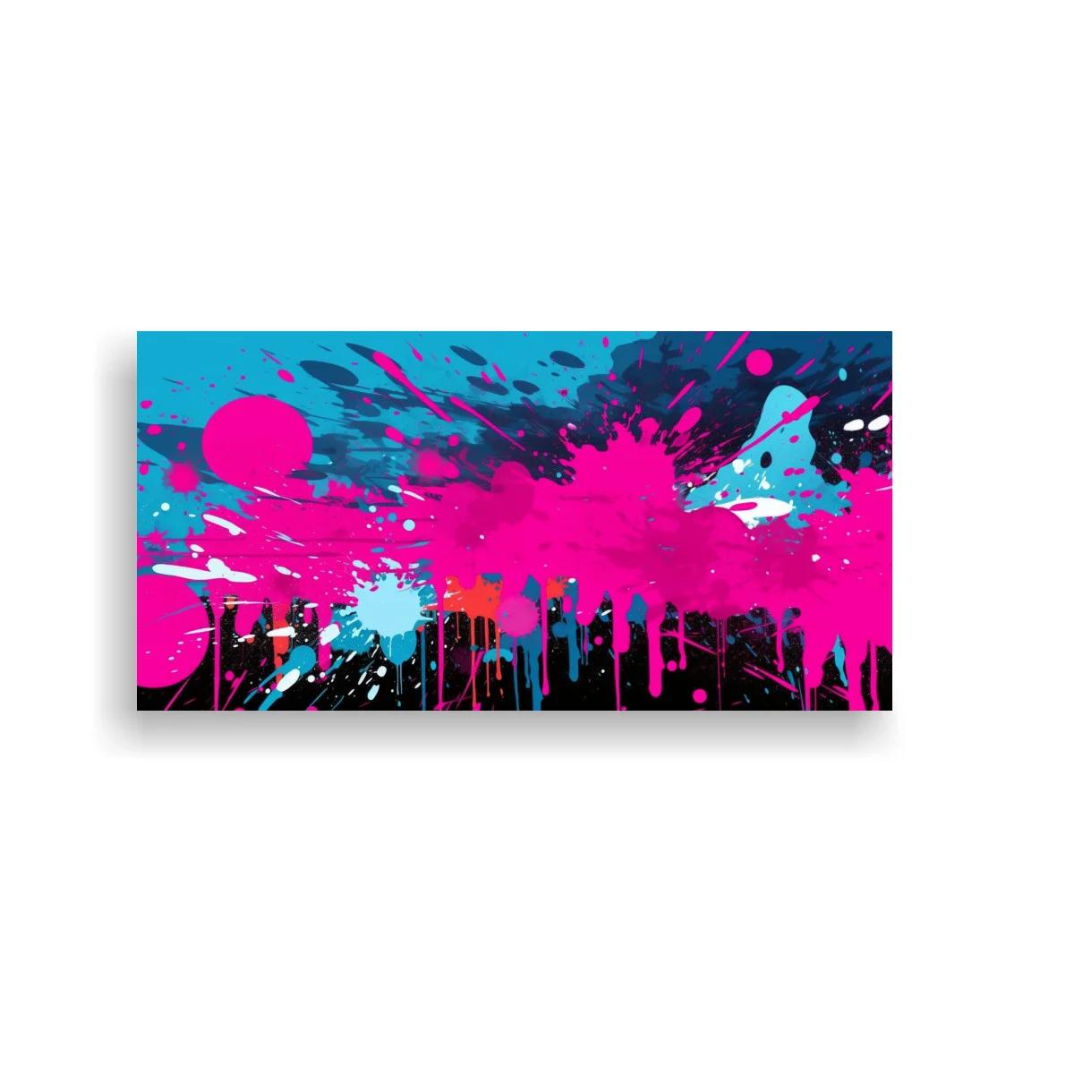 Cuadro salpicaduras de pintura fucsia y chorretones