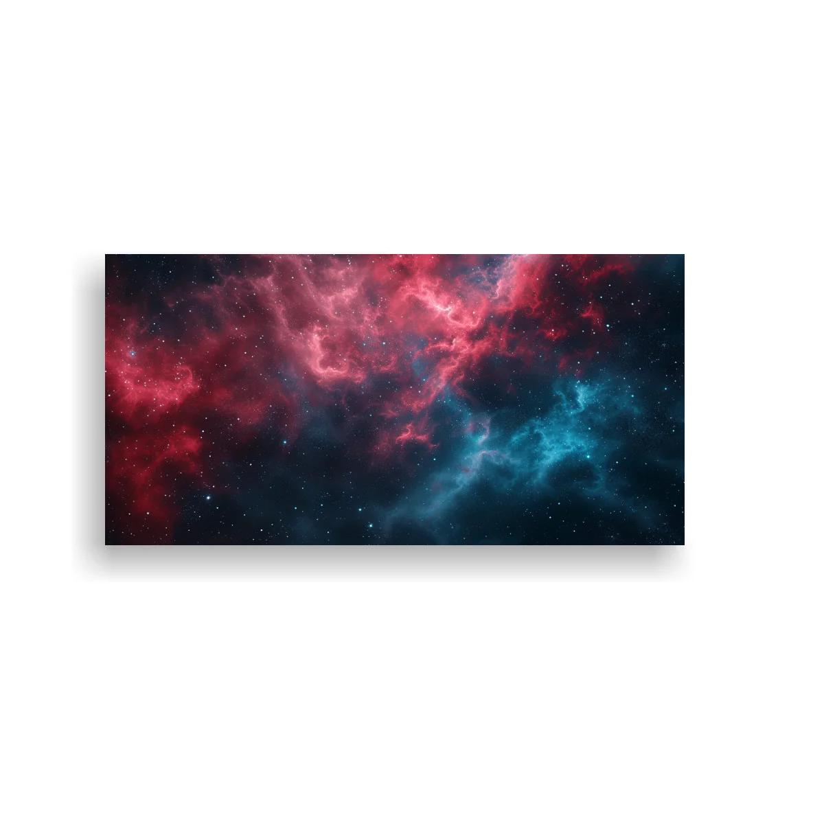 Cuadro nebulosa espacial con bruma turquesa y carmesí