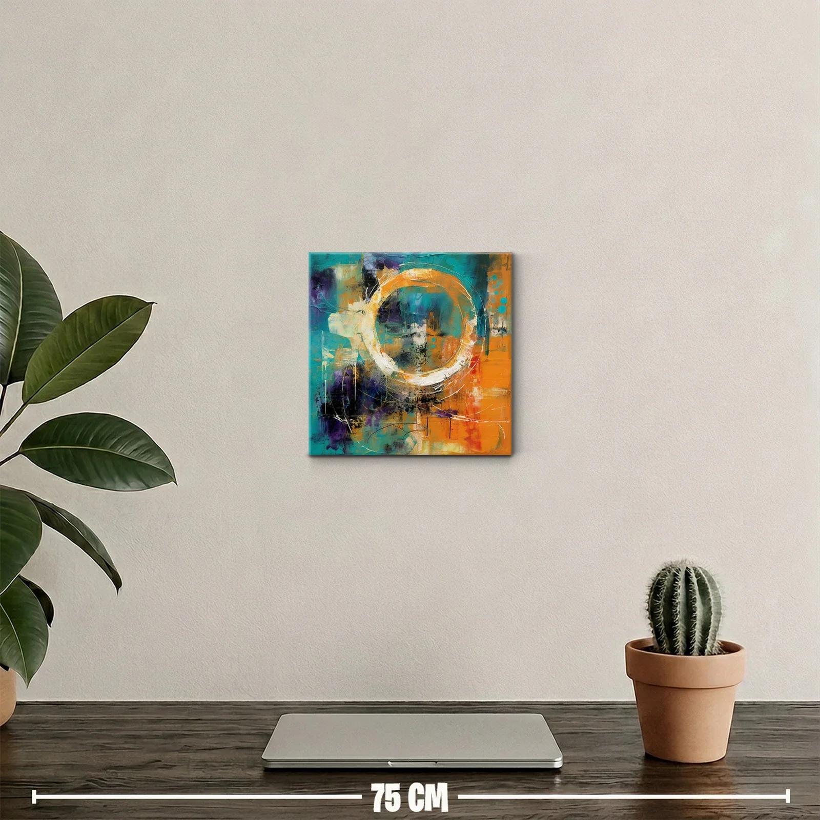 Cuadro abstracto con círculo luminoso y vibrantes colores — miniatura 2