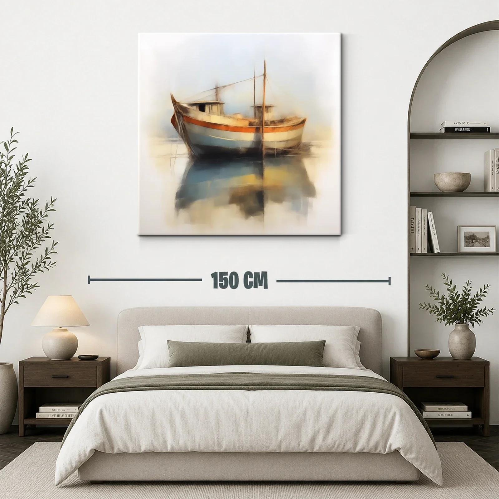 Barco pesquero en tonos suaves y reflejos calmados — miniatura 3
