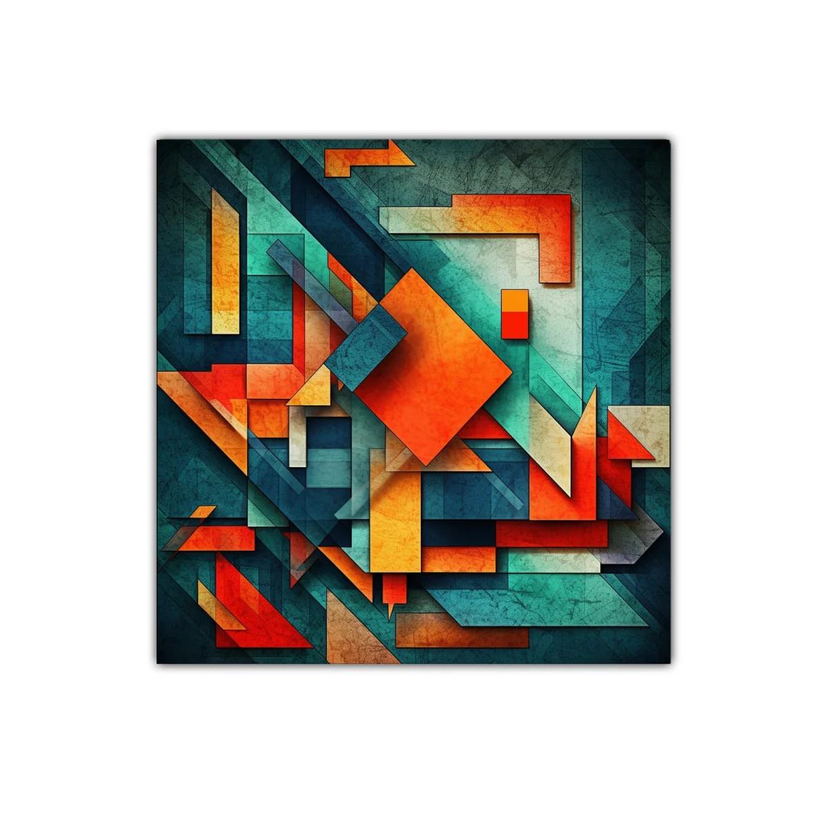 Composición abstracta vibrante en tonos naranja y azul — imagen principal