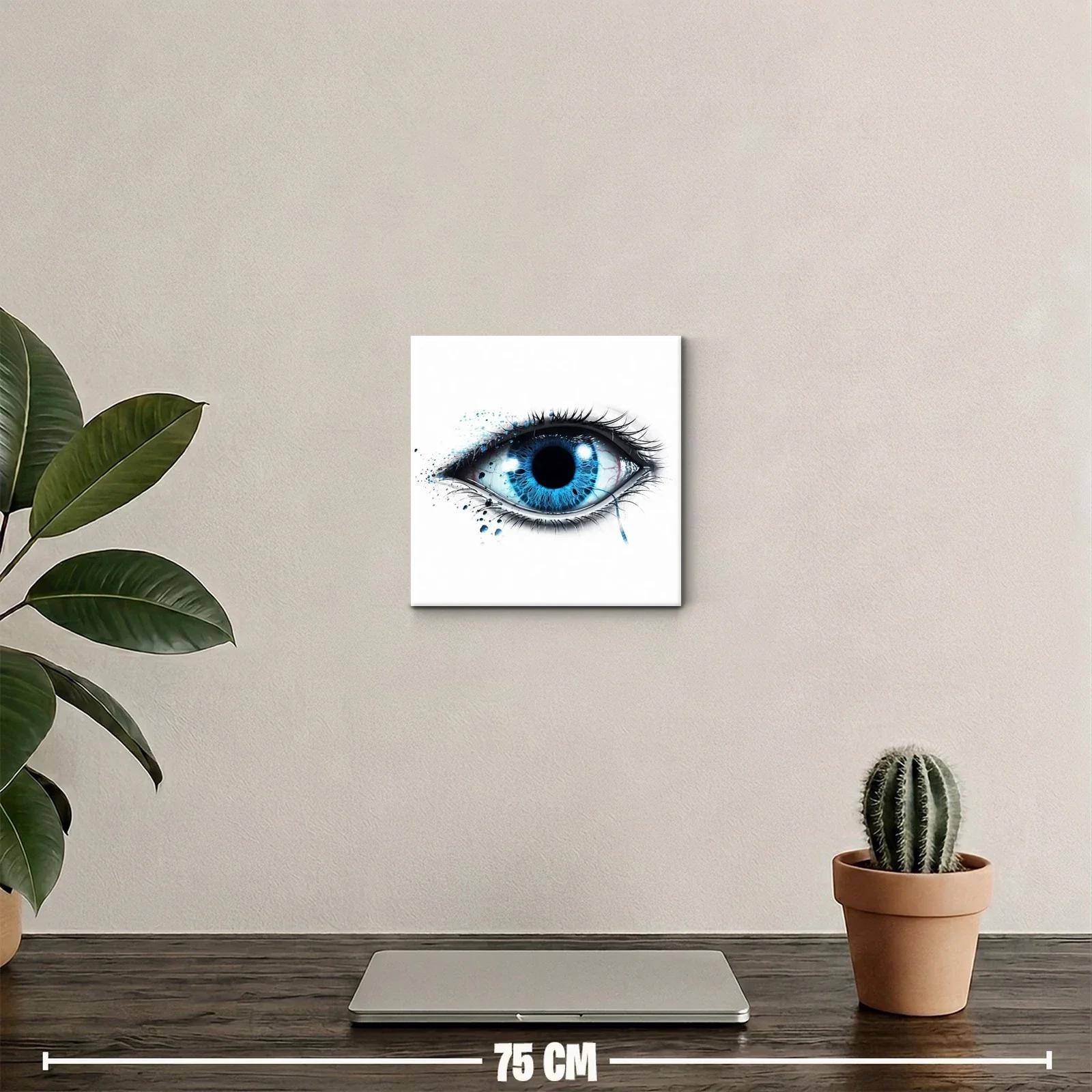 Cuadro decorativo ojo azul con efecto acuarela vibrante — miniatura 2