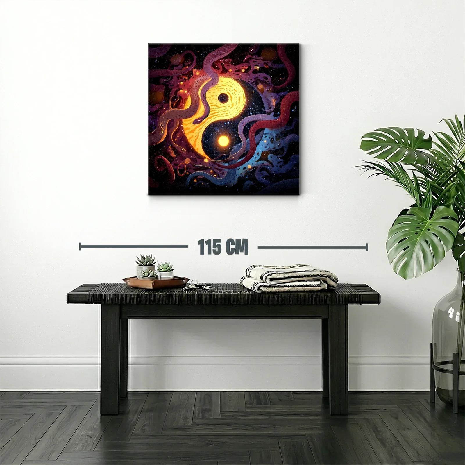 Yin Yang cósmico entre serpientes en galaxia vibrante — miniatura 2
