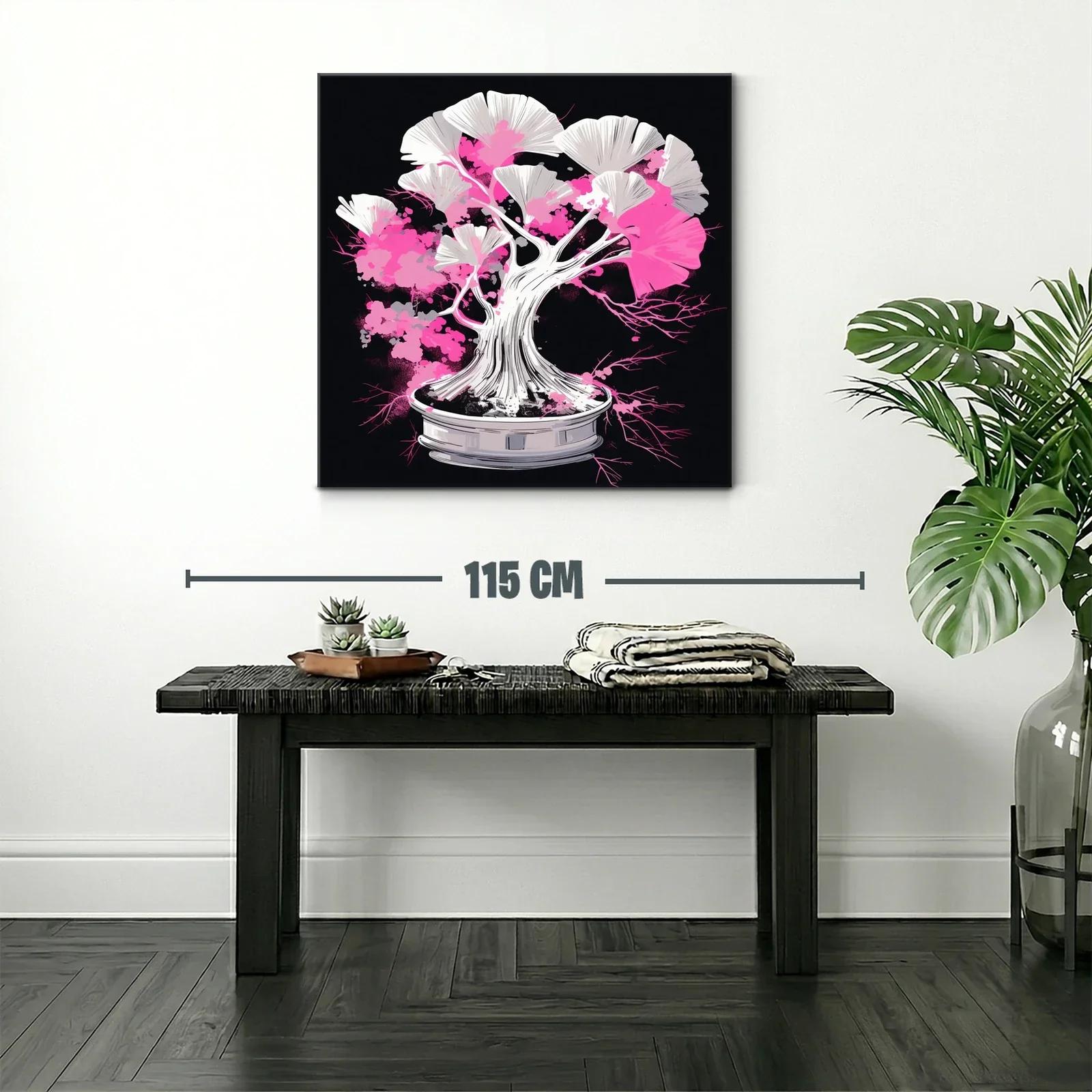 Cuadro Árbol Bonsái con Tonos Rosados y Blancos Vibrantes — miniatura 2