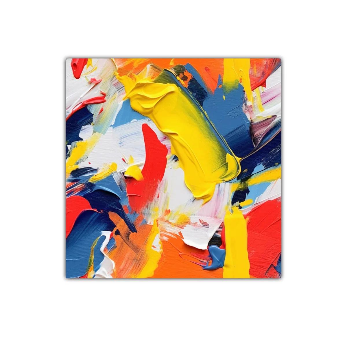 Cuadro abstracto en vibrantes tonos cálidos y fríos — miniatura 1