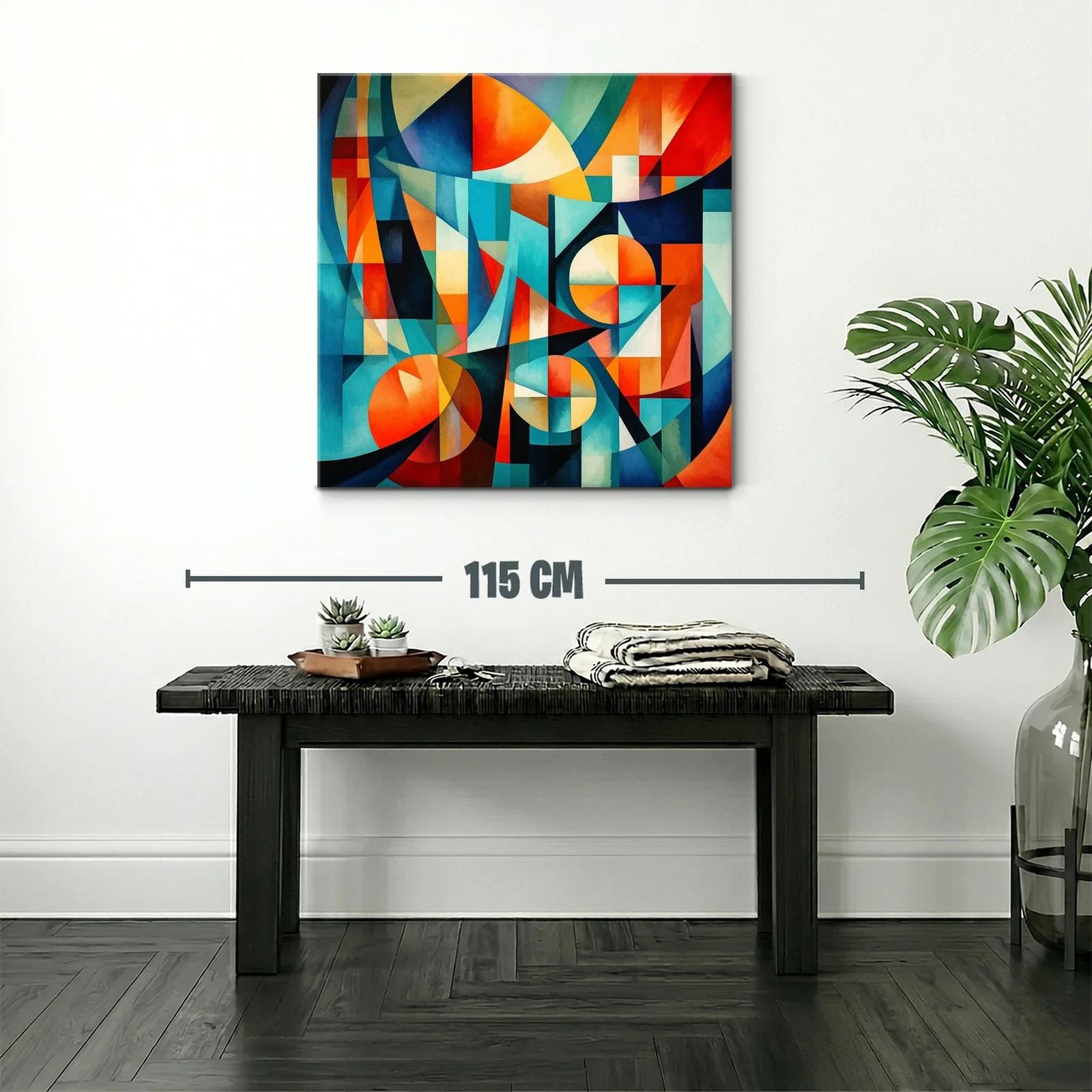 Composición abstracta en tonos cálidos y fríos vibrantes — miniatura 2