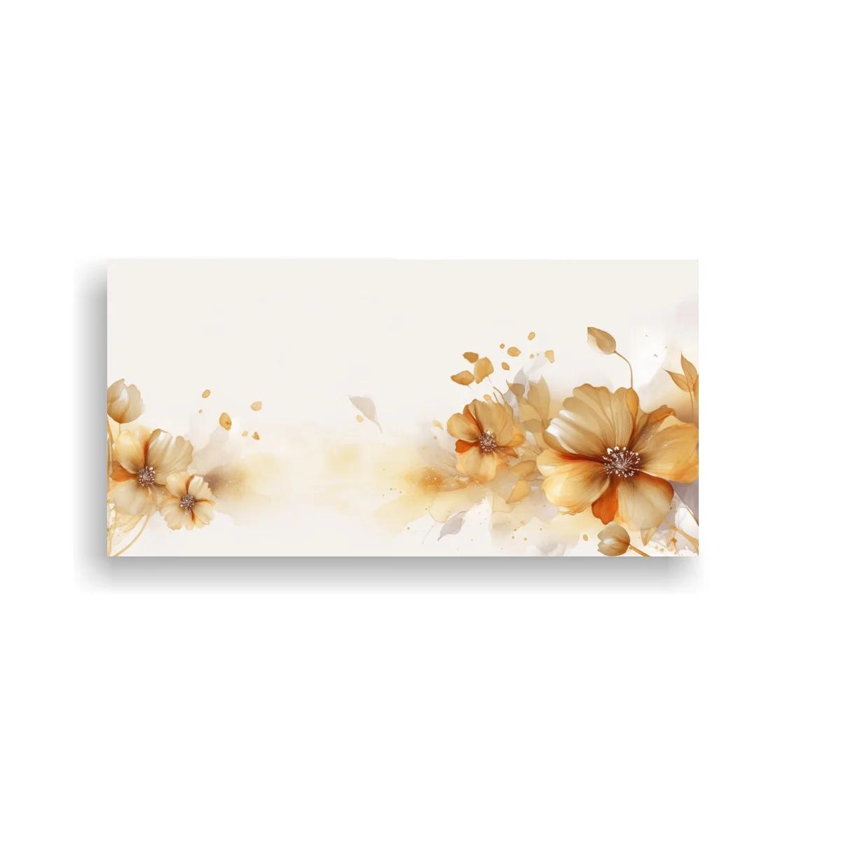 Cuadro flores beige y doradas con hojas secas