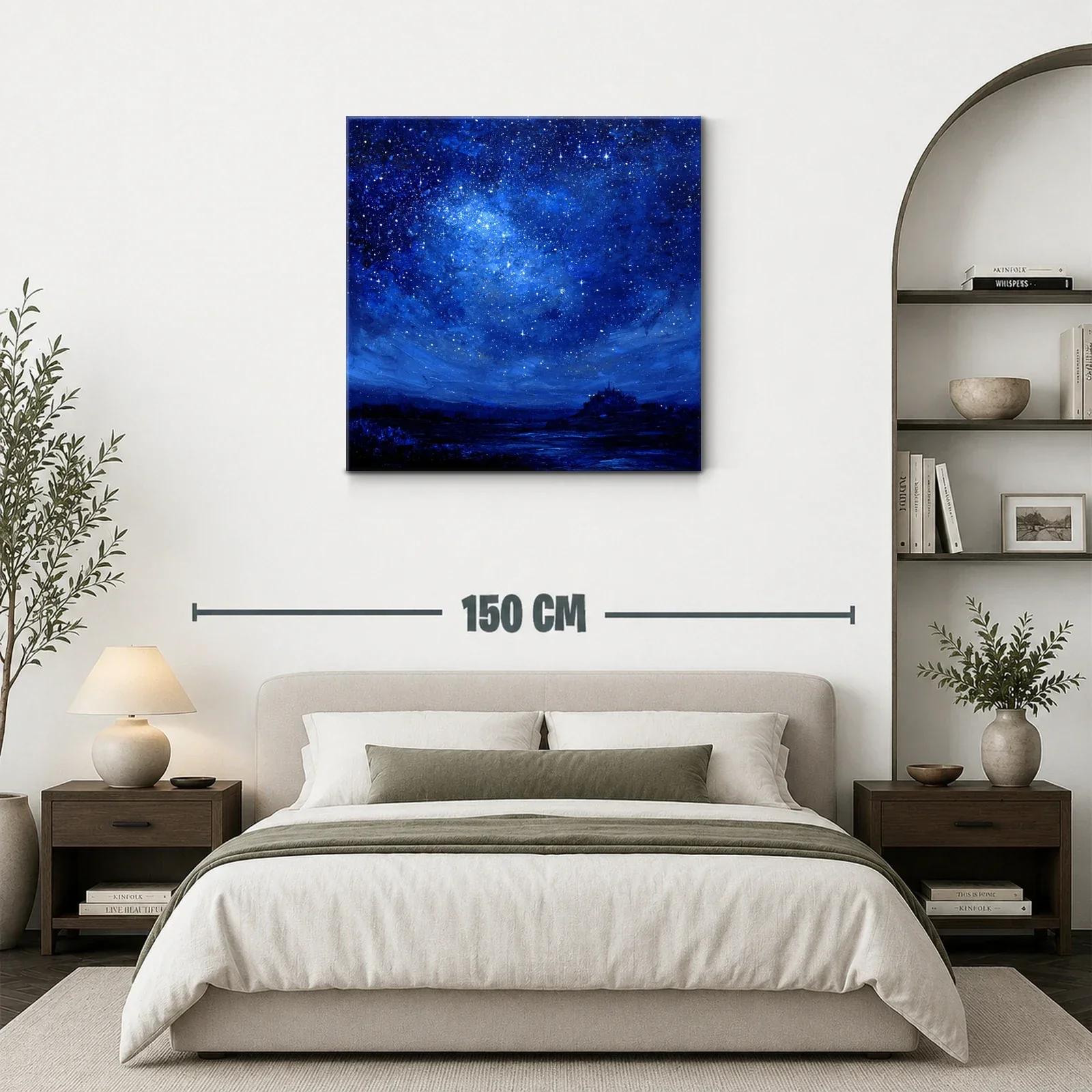 Cielo Estrellado Nocturno con Silueta de Paisaje — miniatura 3