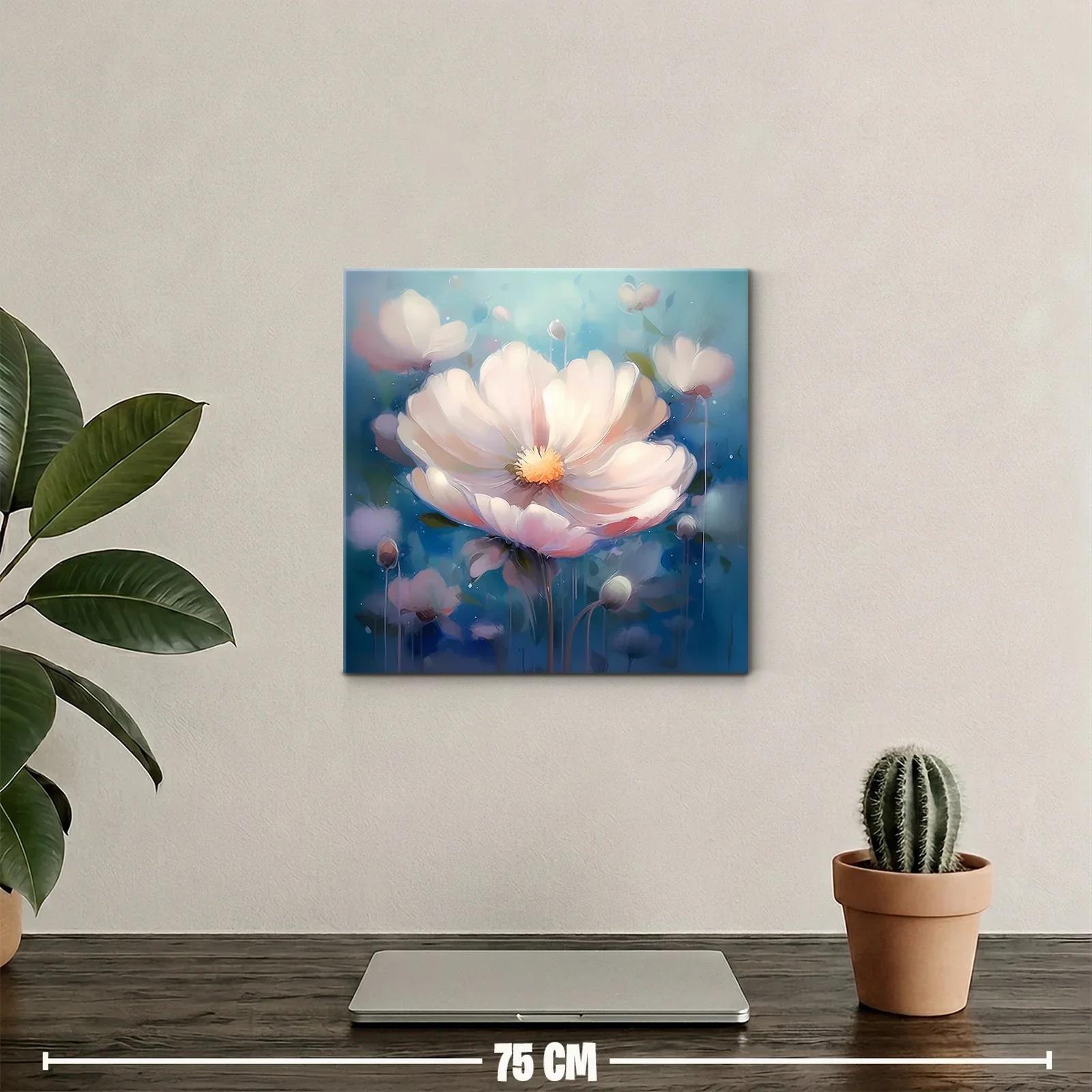 Cuadro floral etéreo con tonos suaves y azules — miniatura 2