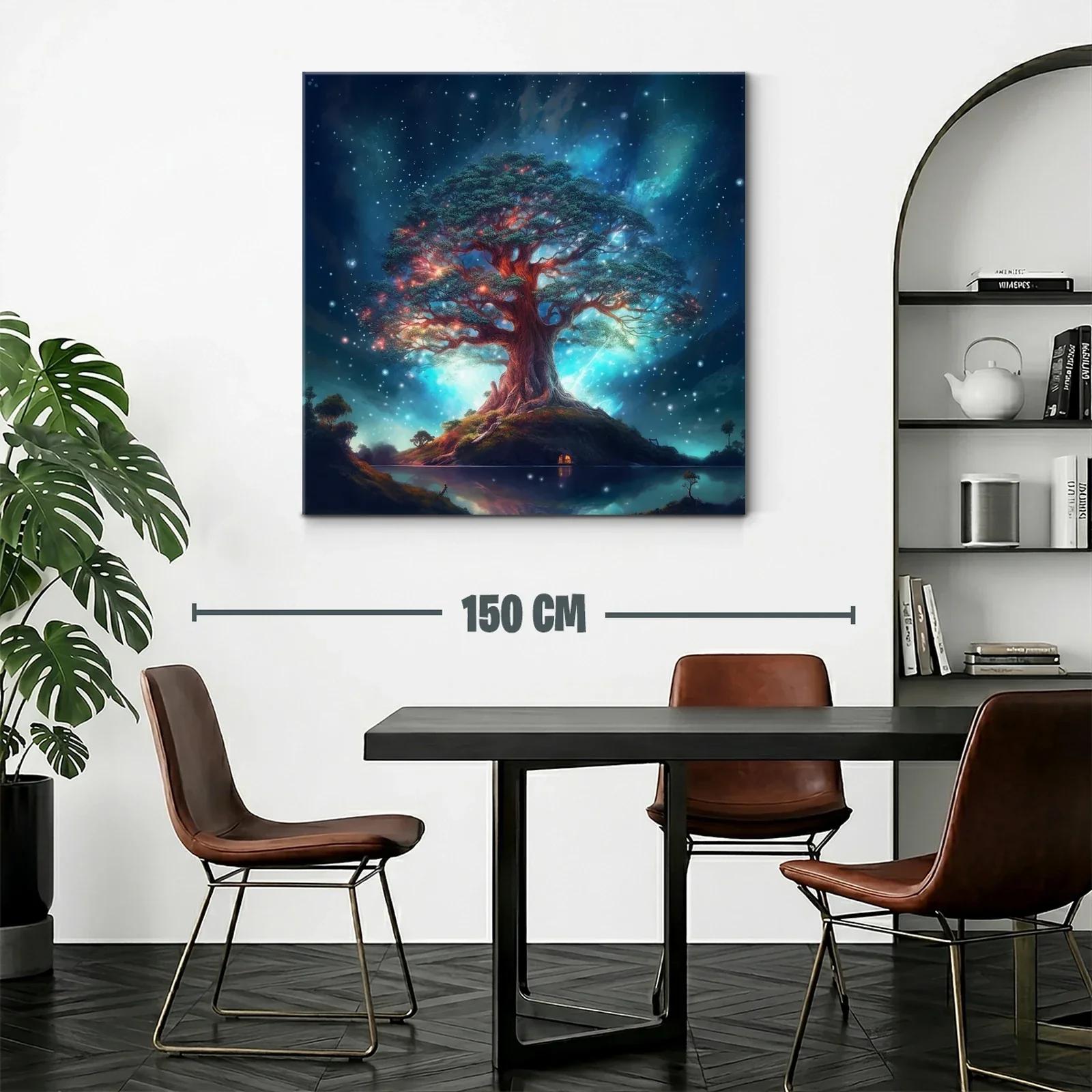 Árbol mágico iluminado bajo un cielo estrellado de fantasía — miniatura 2
