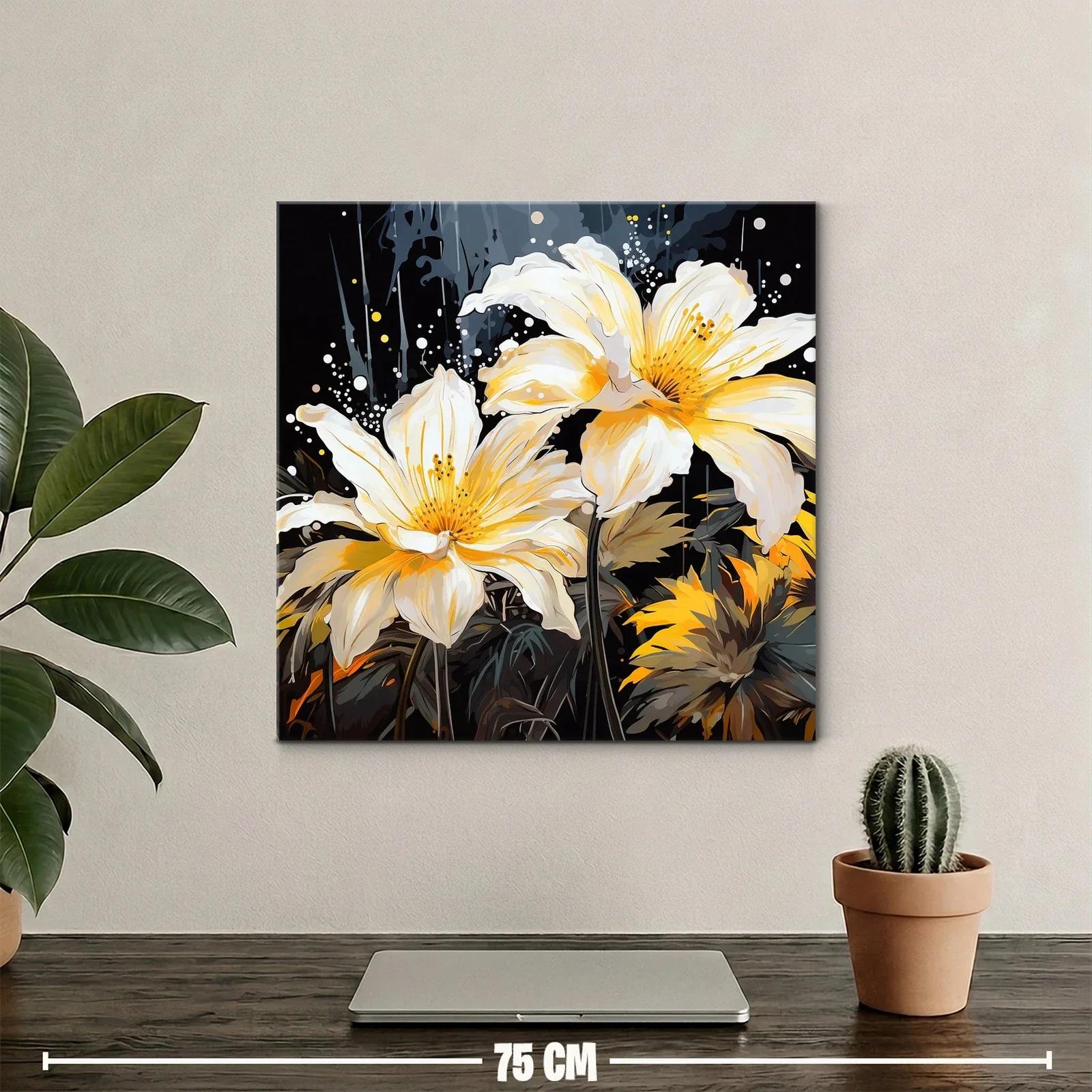 Flores luminosas en tonos amarillos sobre fondo oscuro — miniatura 2