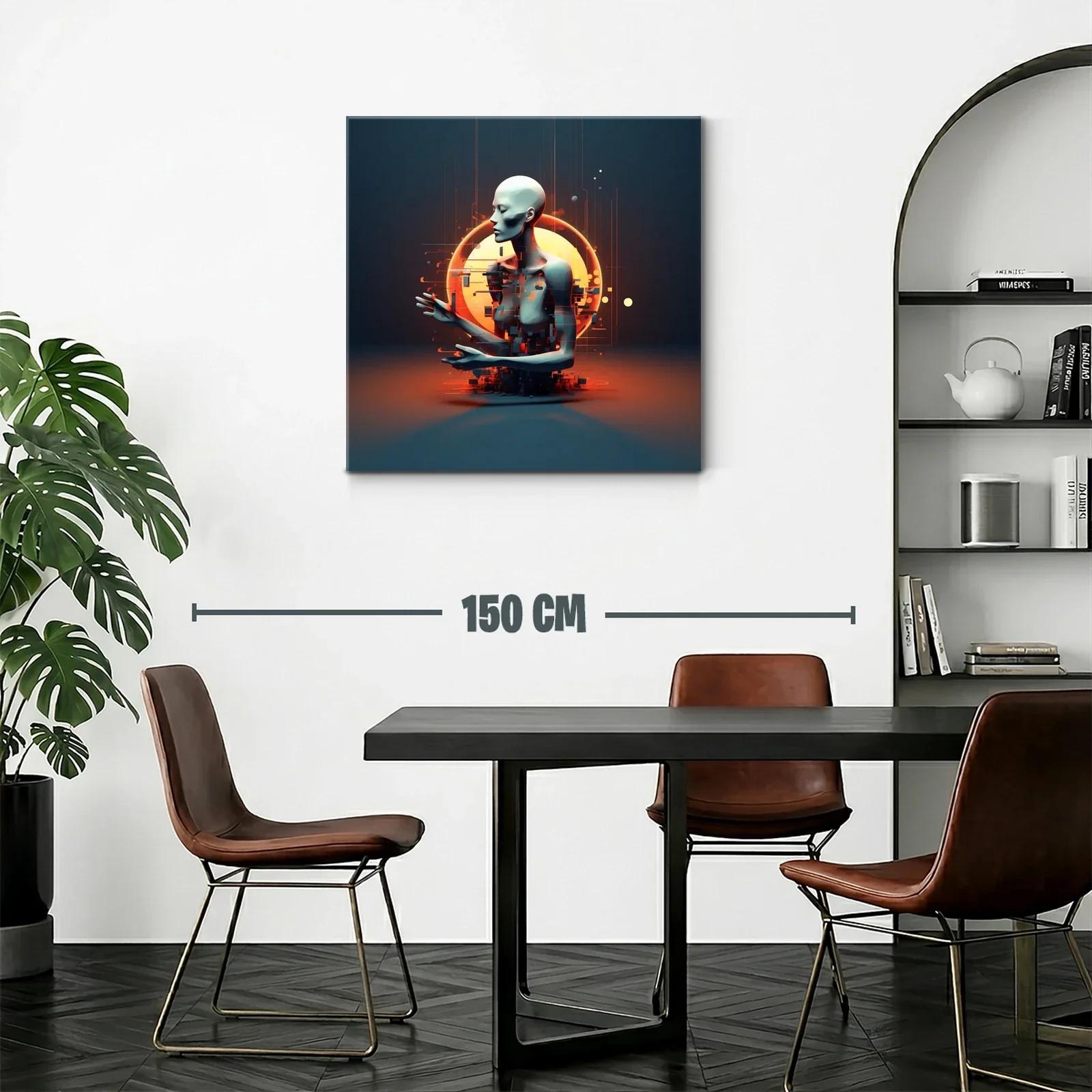 Escultura digital de figura humana futurista con halo luminoso — miniatura 2