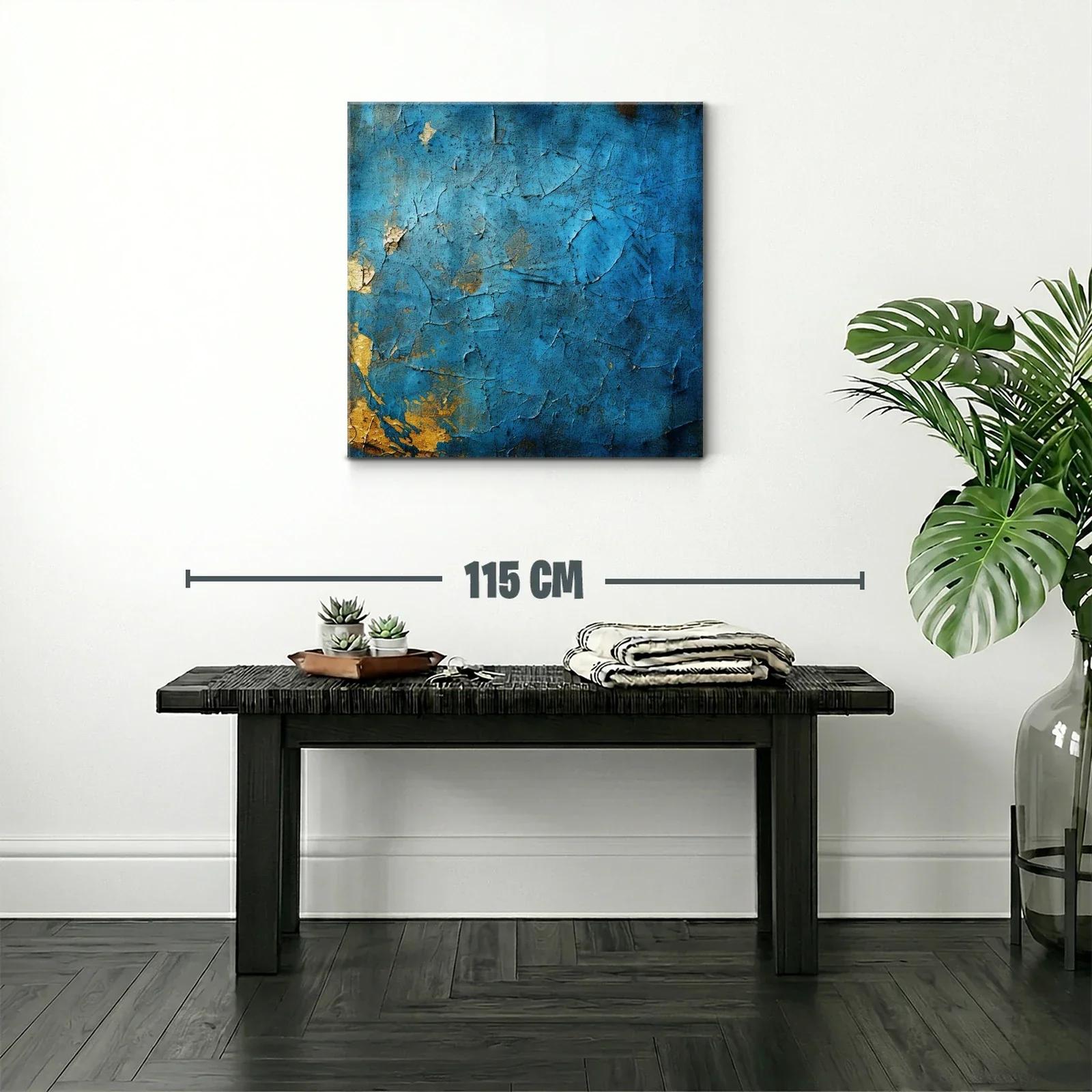 Arte abstracto en textura azul con detalles dorados — miniatura 2