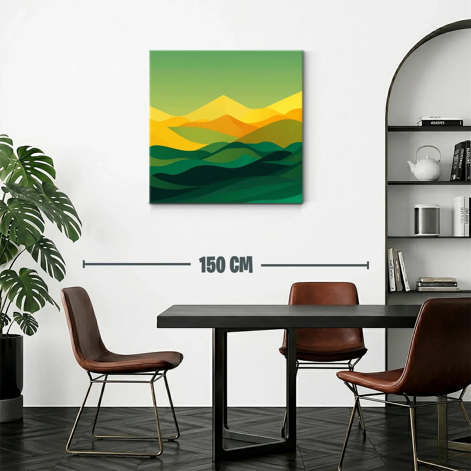 Paisaje abstracto en tonos verdes y amarillos cálidos — miniatura 2