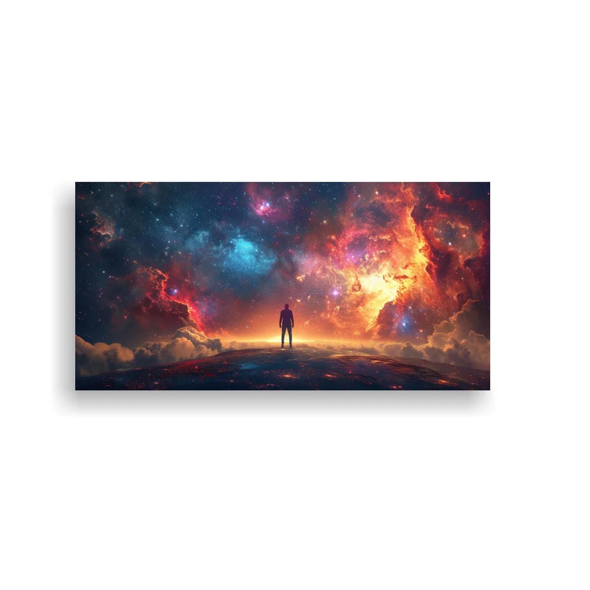 Cuadro silueta ante nebulosa con horizonte brillante