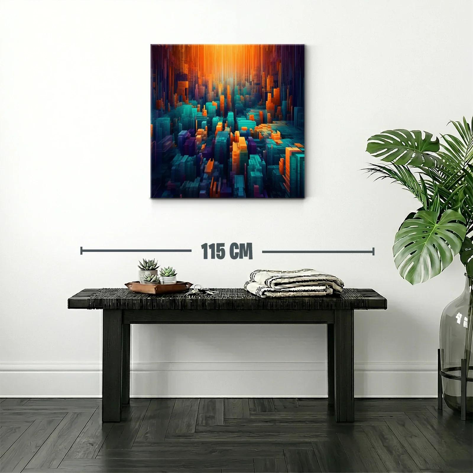 Composición abstracta en tonos cálidos y fríos vibrantes — miniatura 2