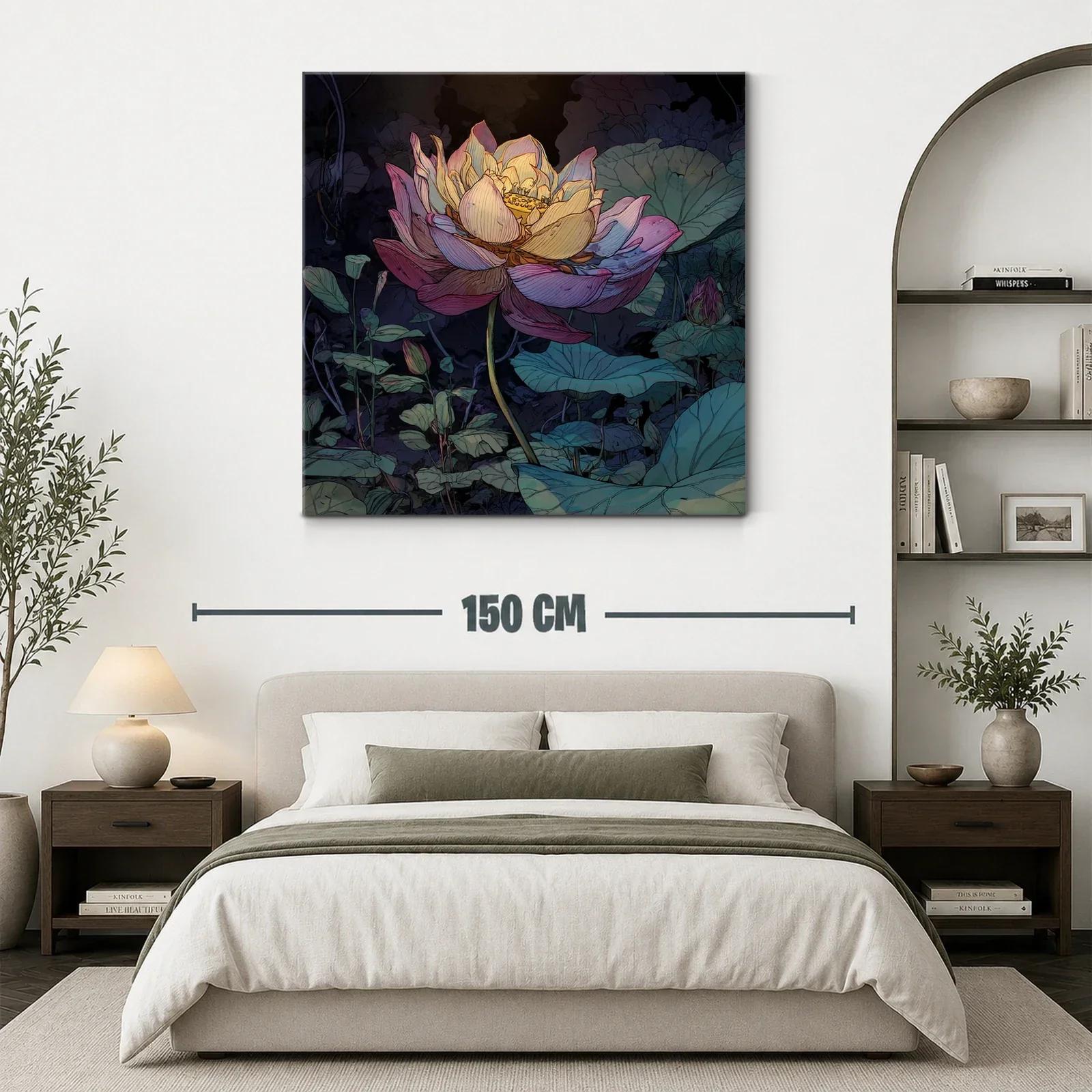Flor luminosa entre hojas verdes en ambiente nocturno — miniatura 3