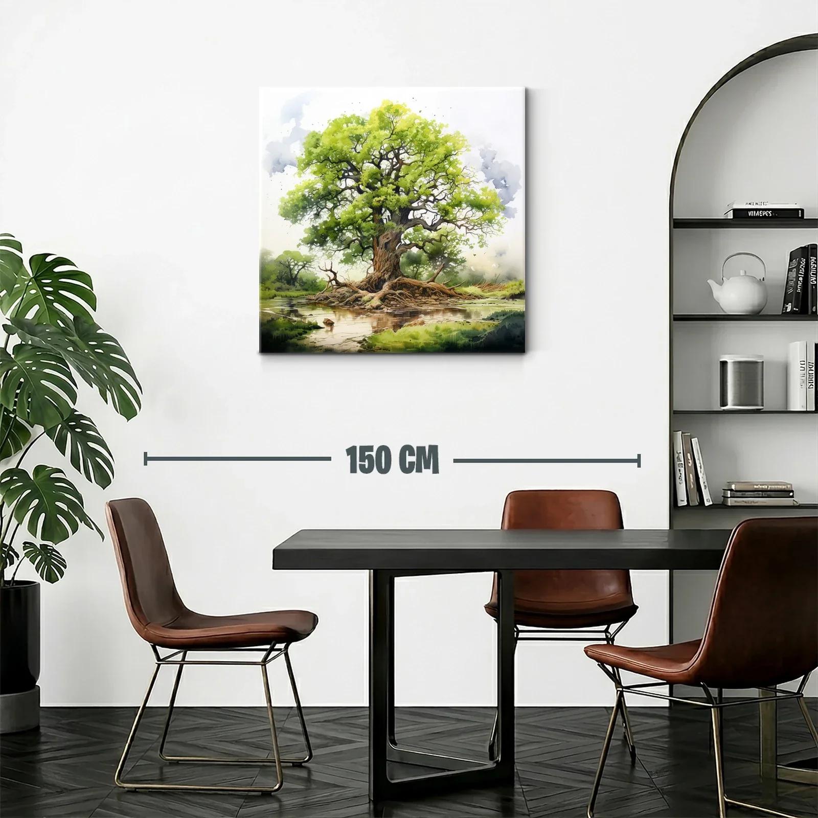Majestuoso árbol junto a un tranquilo río en paisaje natural — miniatura 2
