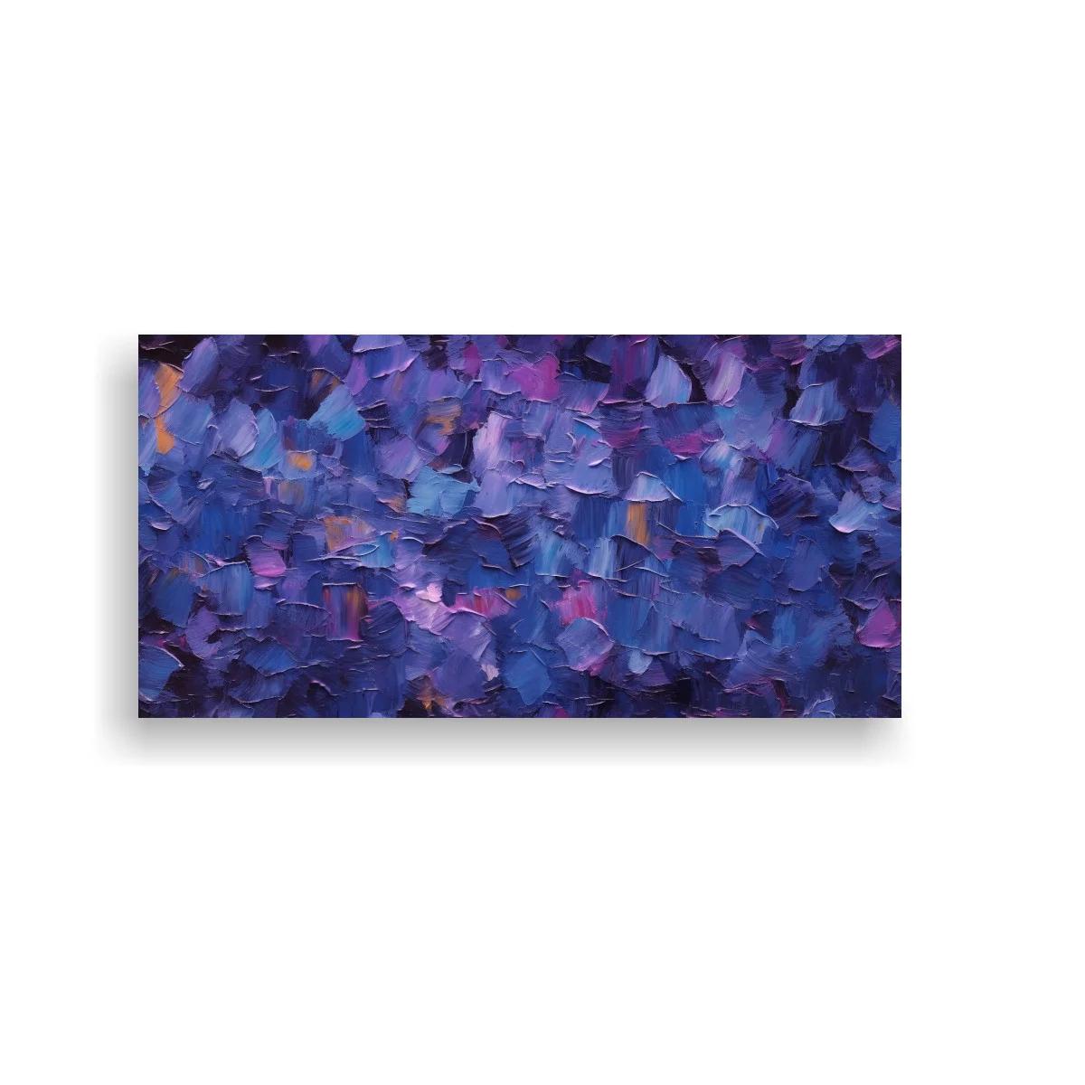 Cuadro abstracto en azul y violeta con pinceladas densas