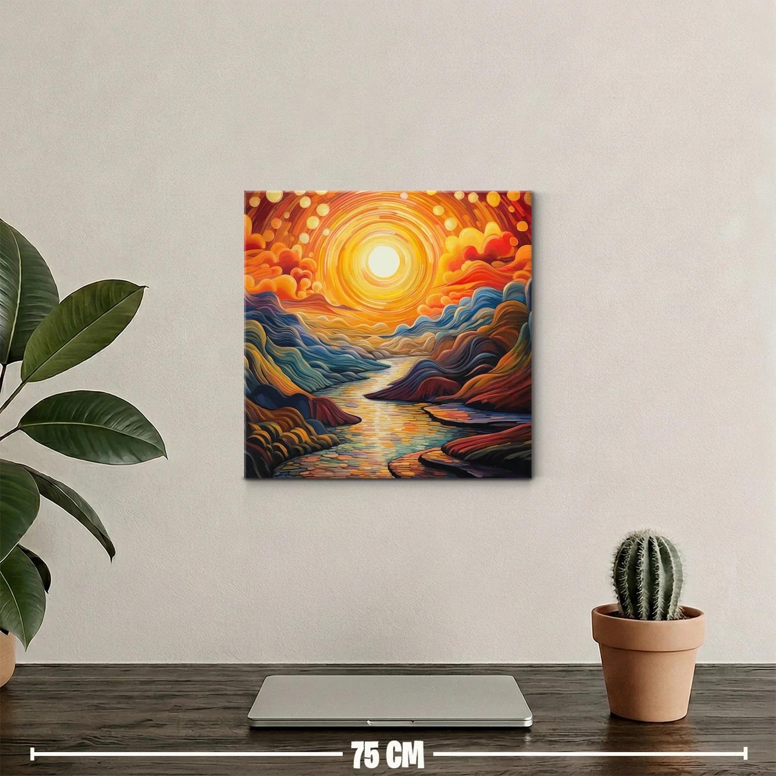 Paisaje vibrante con río iluminado por sol radiante — miniatura 2