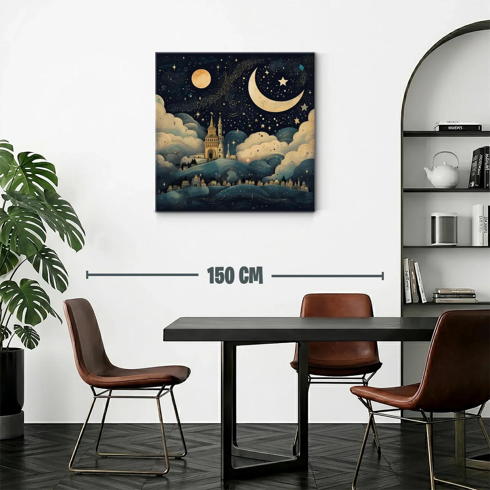 Paisaje nocturno con castillo y cielo estrellado mágico — miniatura 2