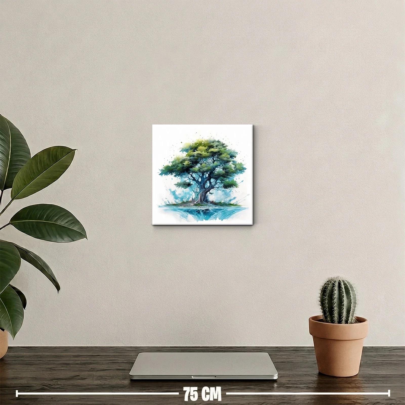 Árbol frondoso en tonos azules y verdes vibrantes — miniatura 2