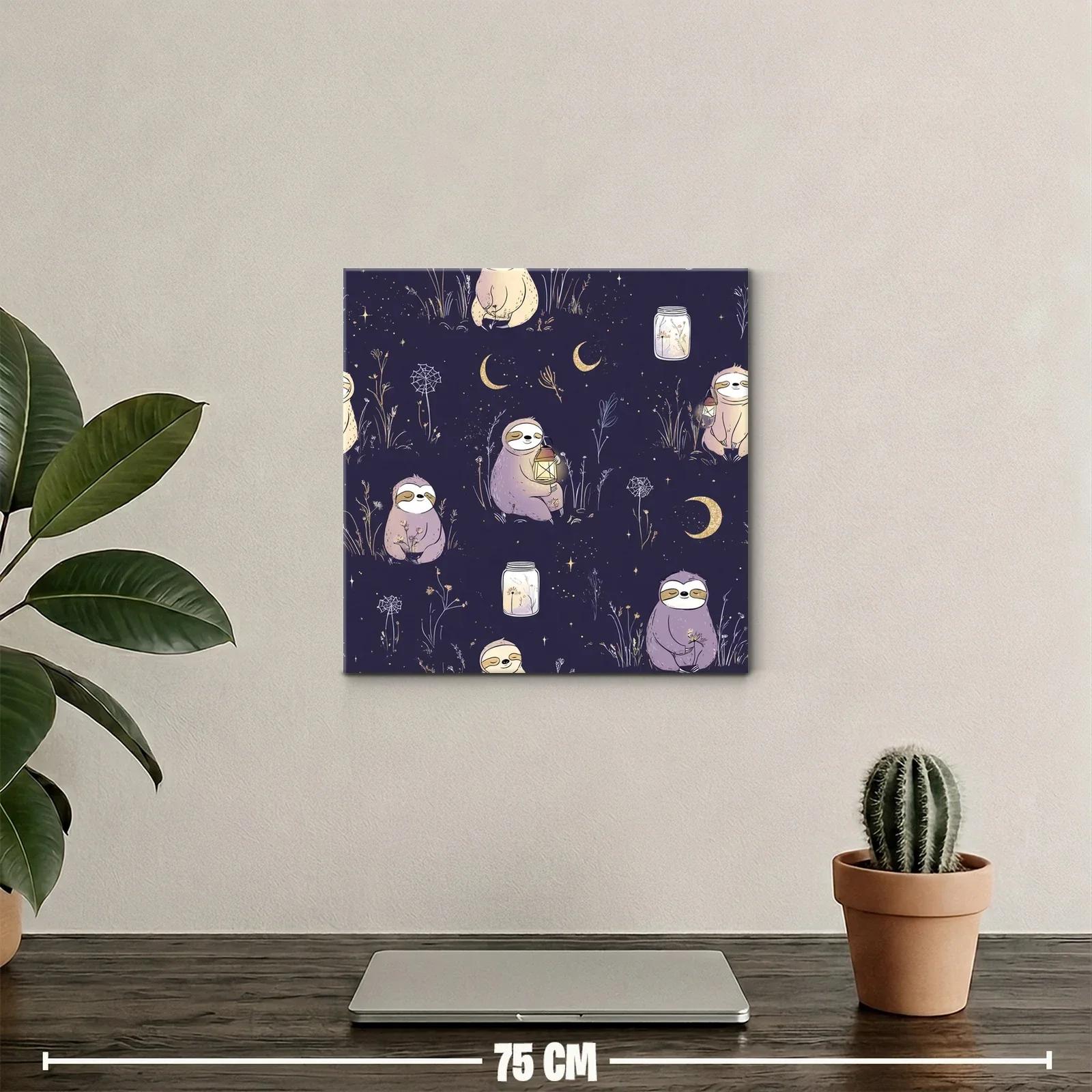 Cuadro infantil con perezosos y lunares dorados para habitación — miniatura 2