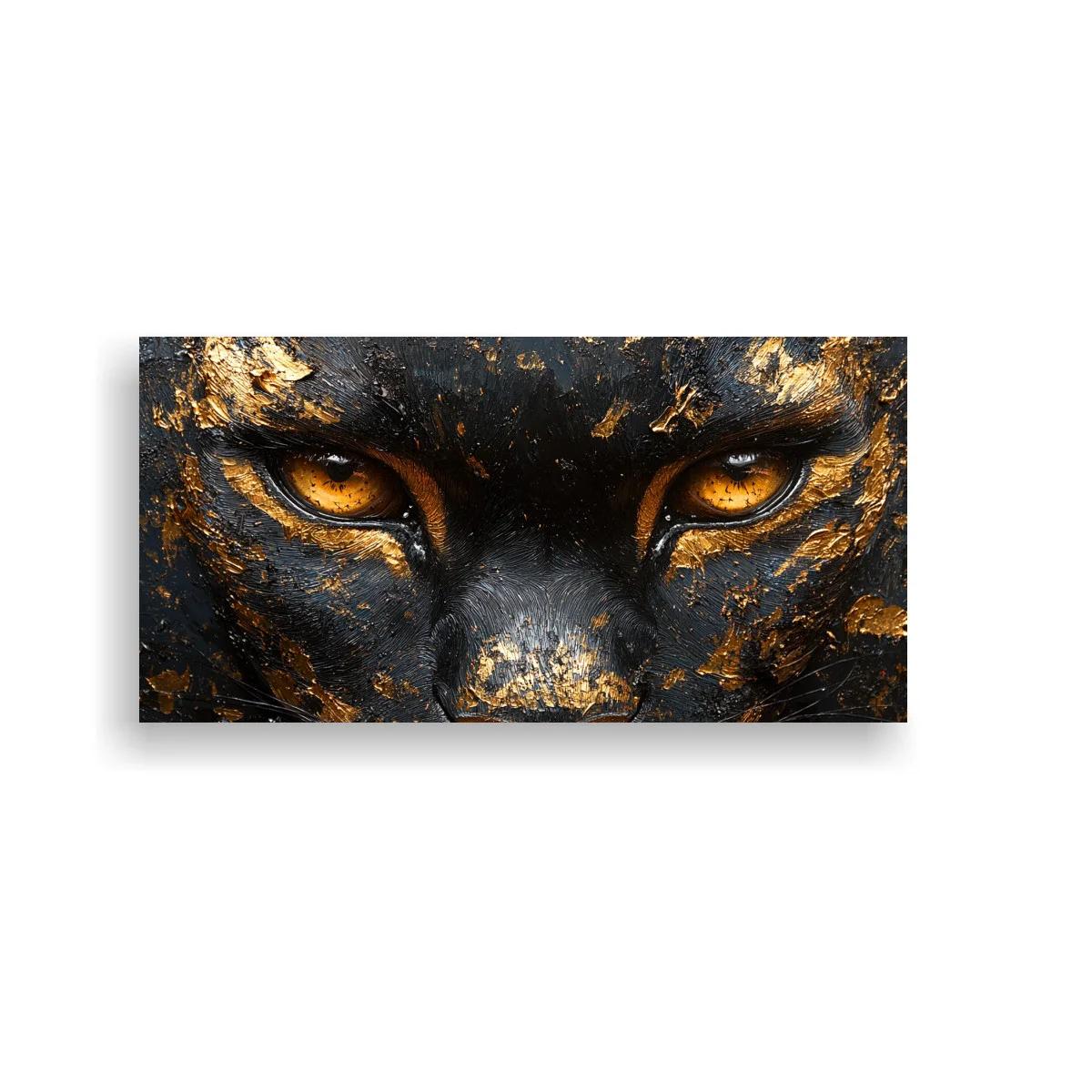 Cuadro rostro de lobo dorado