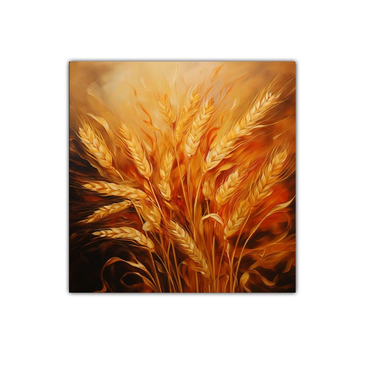 Cuadro decorativo con espigas doradas en tonos cálidos — imagen principal