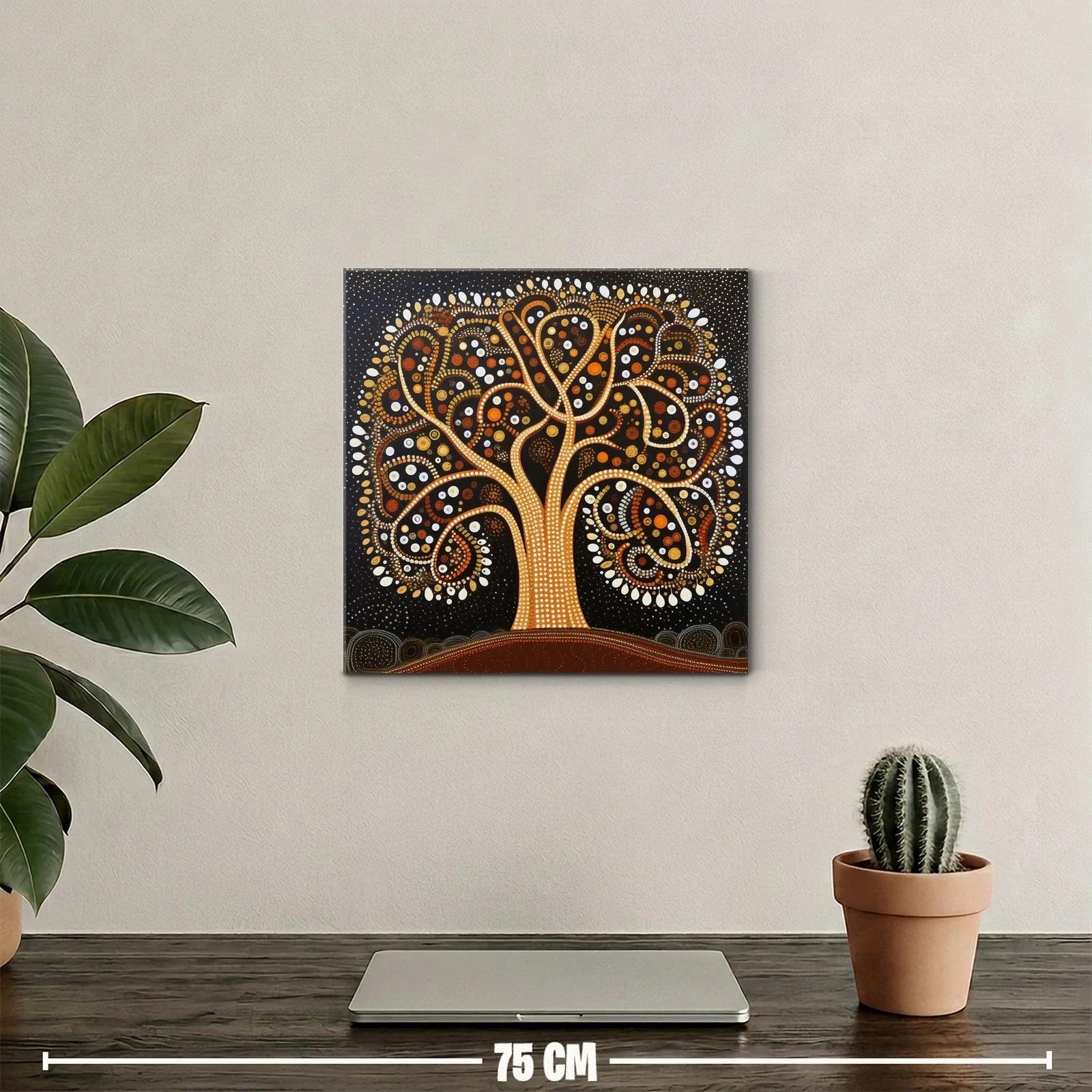 Árbol con patrones de puntos en tonos tierra y negro — miniatura 2
