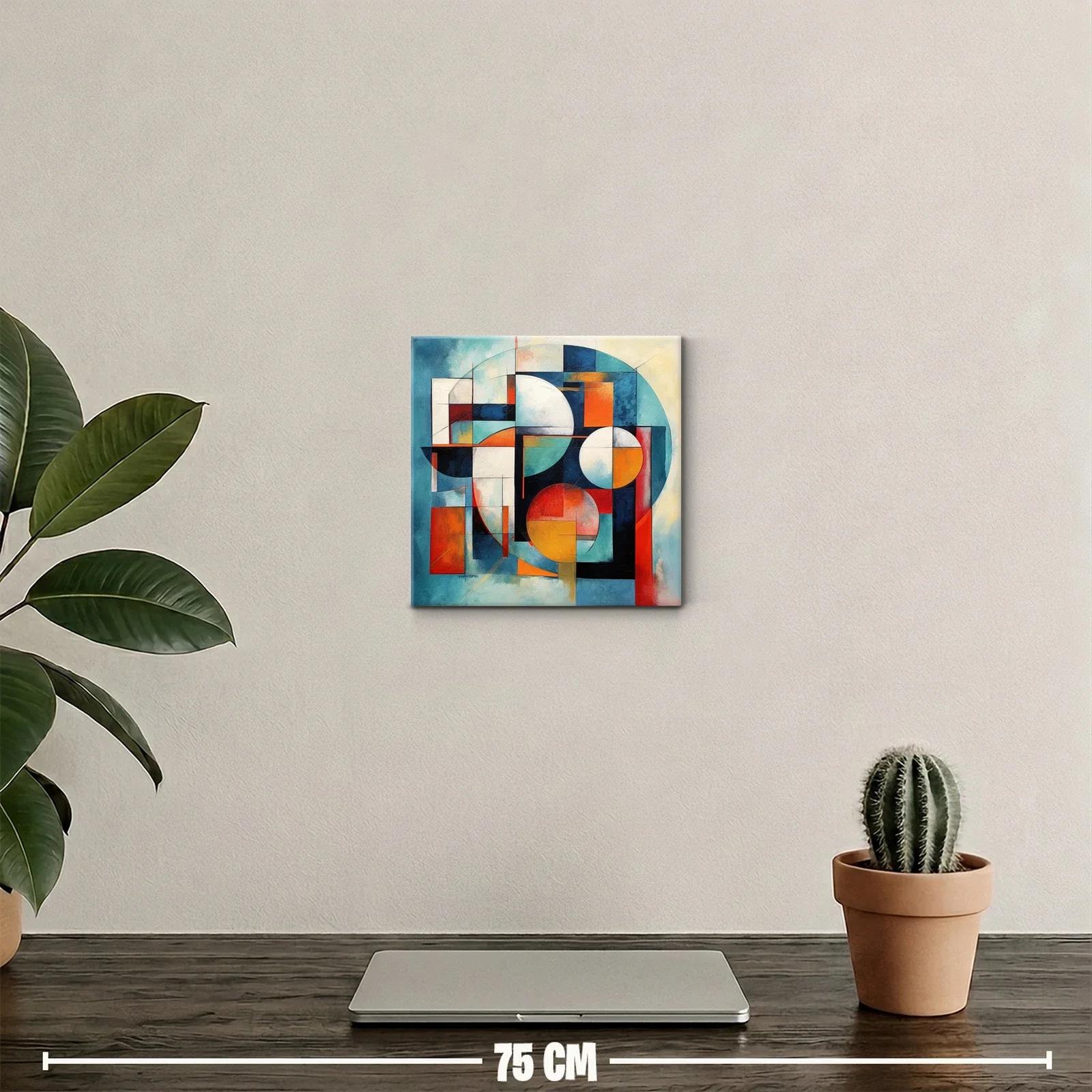 Cuadro abstracto con formas geométricas y colores vibrantes — miniatura 2
