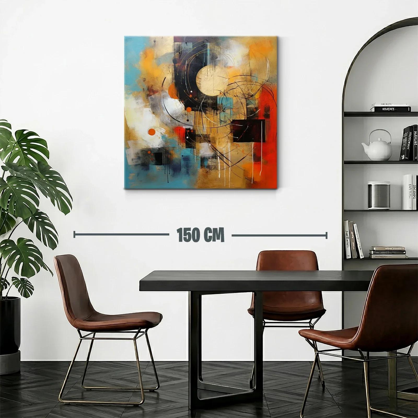 Cuadro abstracto con círculos y vibrantes tonos cálidos — miniatura 2