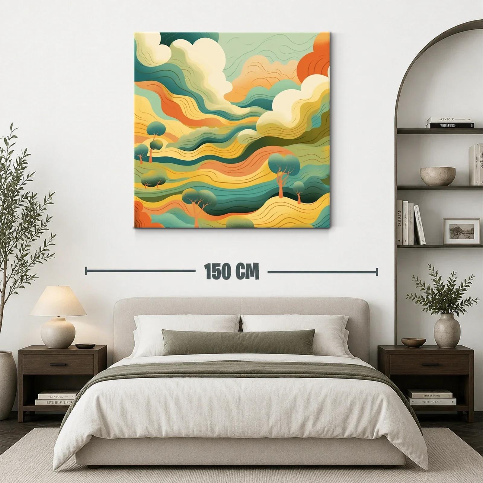 Paisaje abstracto en tonos cálidos y verdes vibrantes — miniatura 3