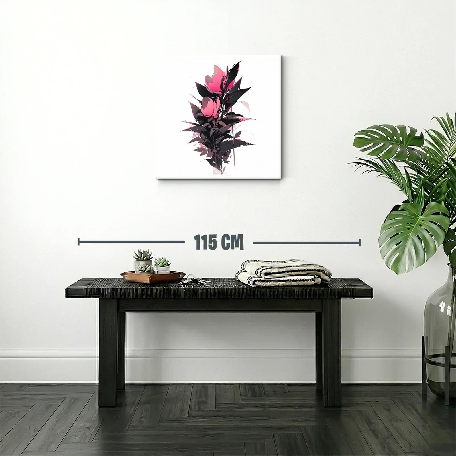 Cuadro floral con rosas en tonos fucsia y negro — miniatura 2