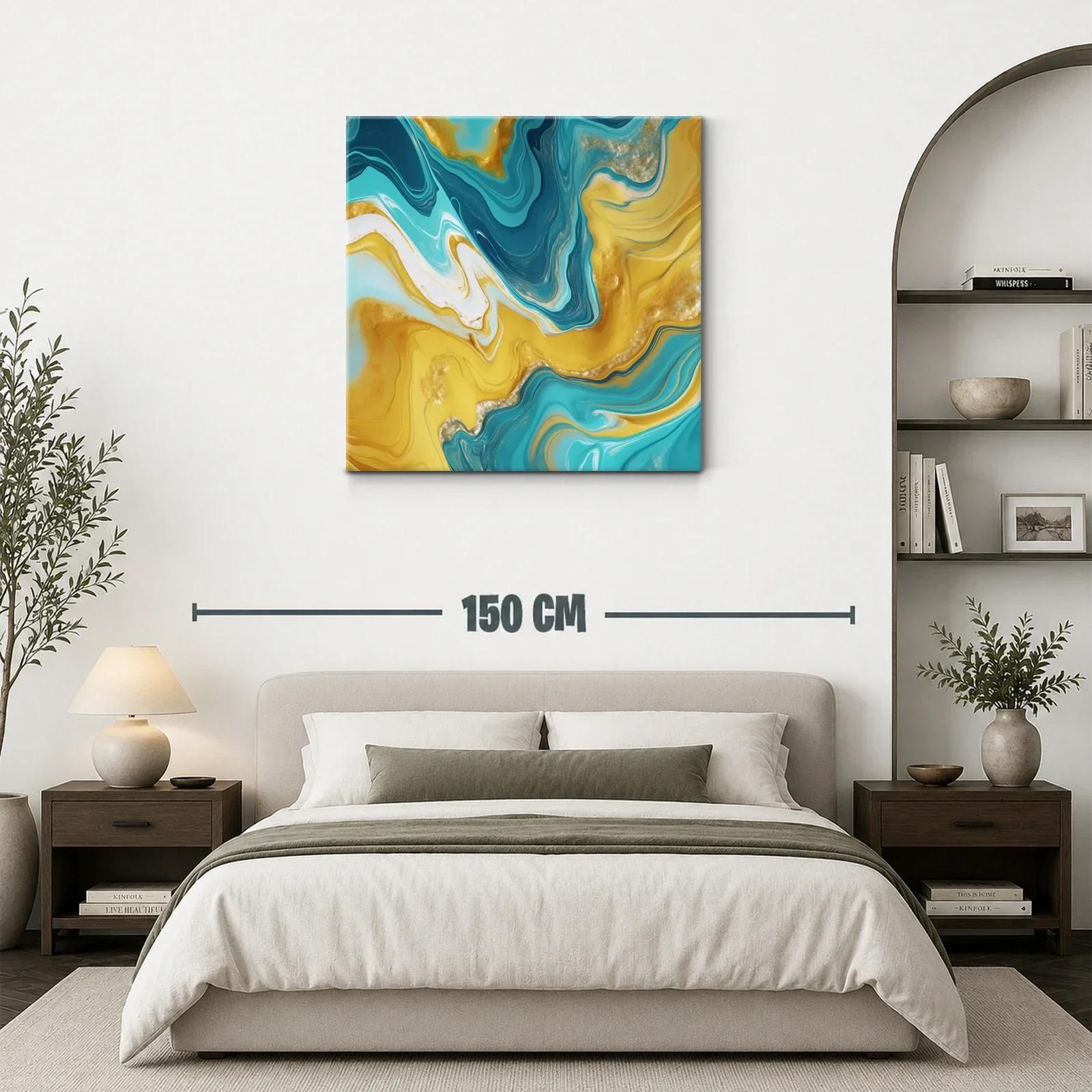 Abstracto fluido en tonos dorados y azules vibrantes — miniatura 3